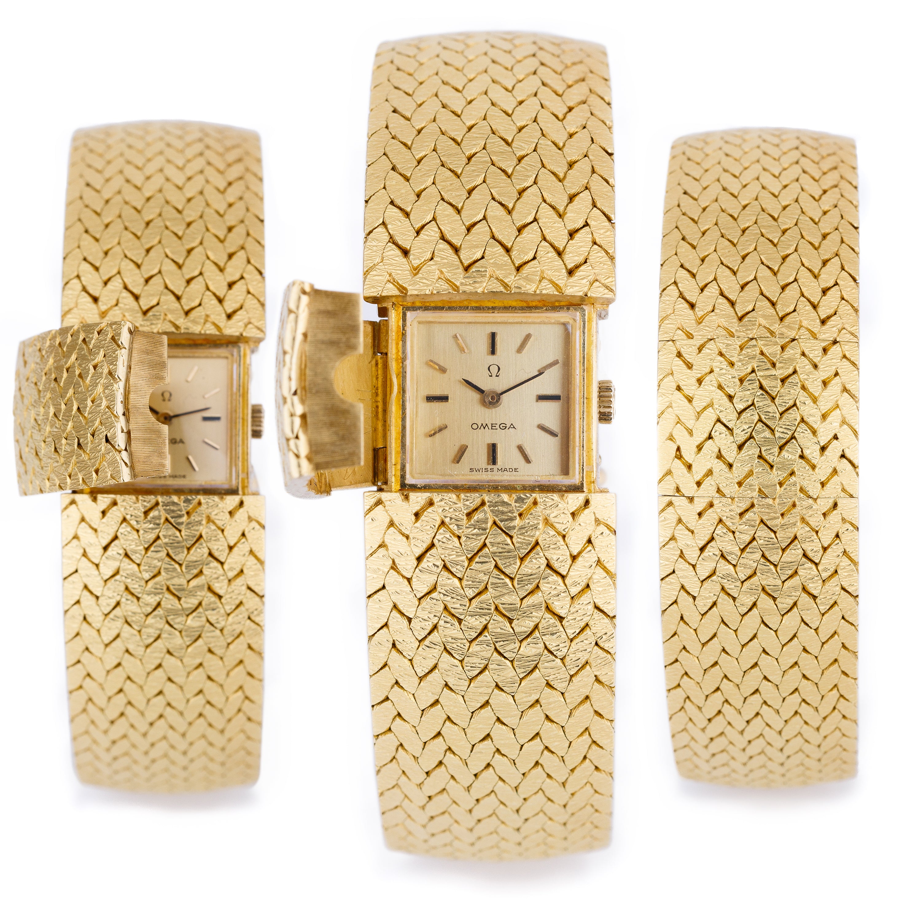 Omega 'Secret' Vintage Watch with Concealed Gold Dial | Bracelet Watch | 18k Yellow Gold | 18mm | 1960's
