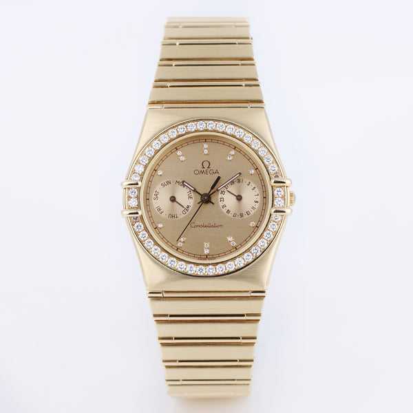 Omega Constellation Day-Date | Gold Diamond Dial & Bezel | 18k Yellow Gold | 33mm