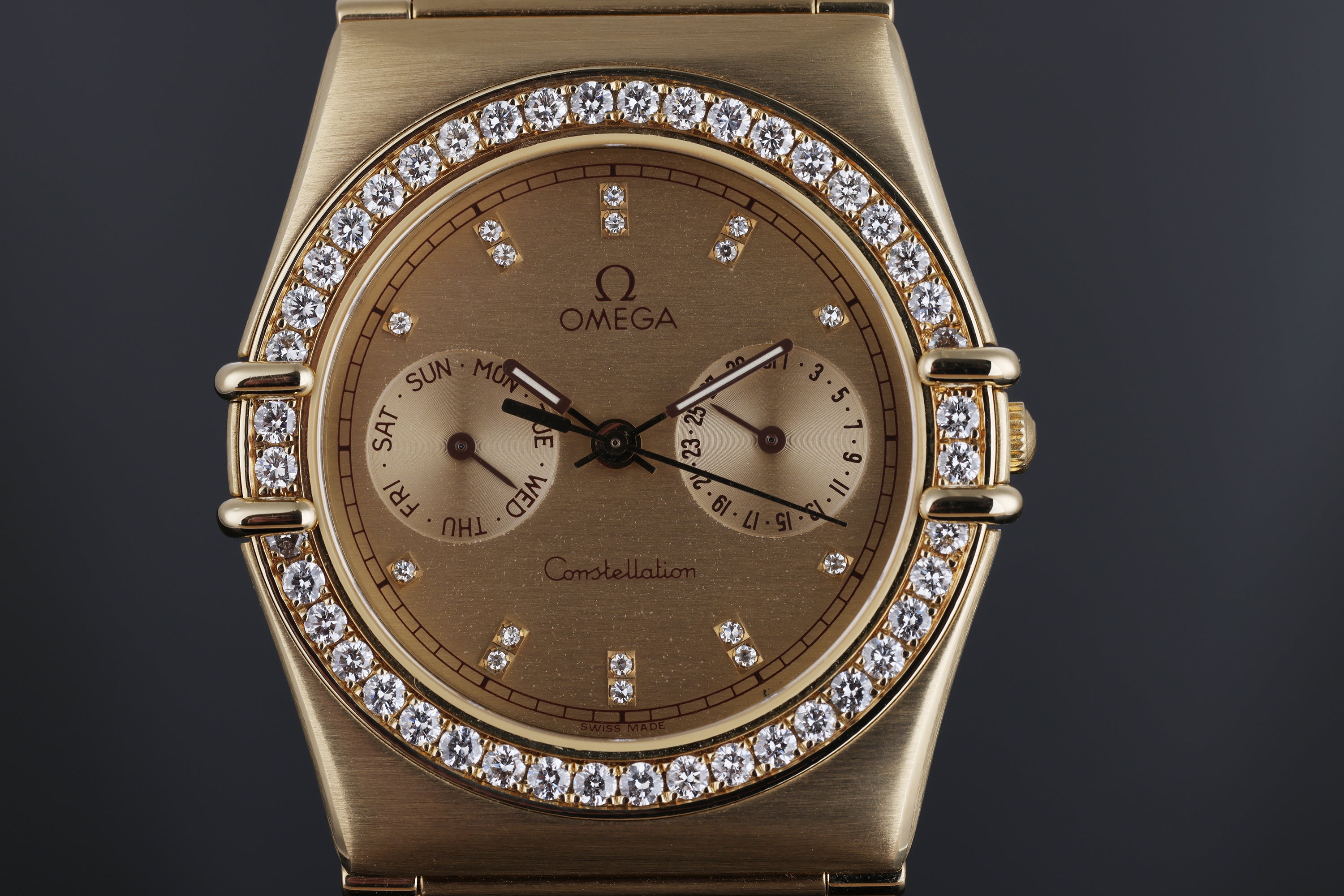 Omega Constellation Day-Date | Gold Diamond Dial & Bezel | 18k Yellow Gold | 33mm