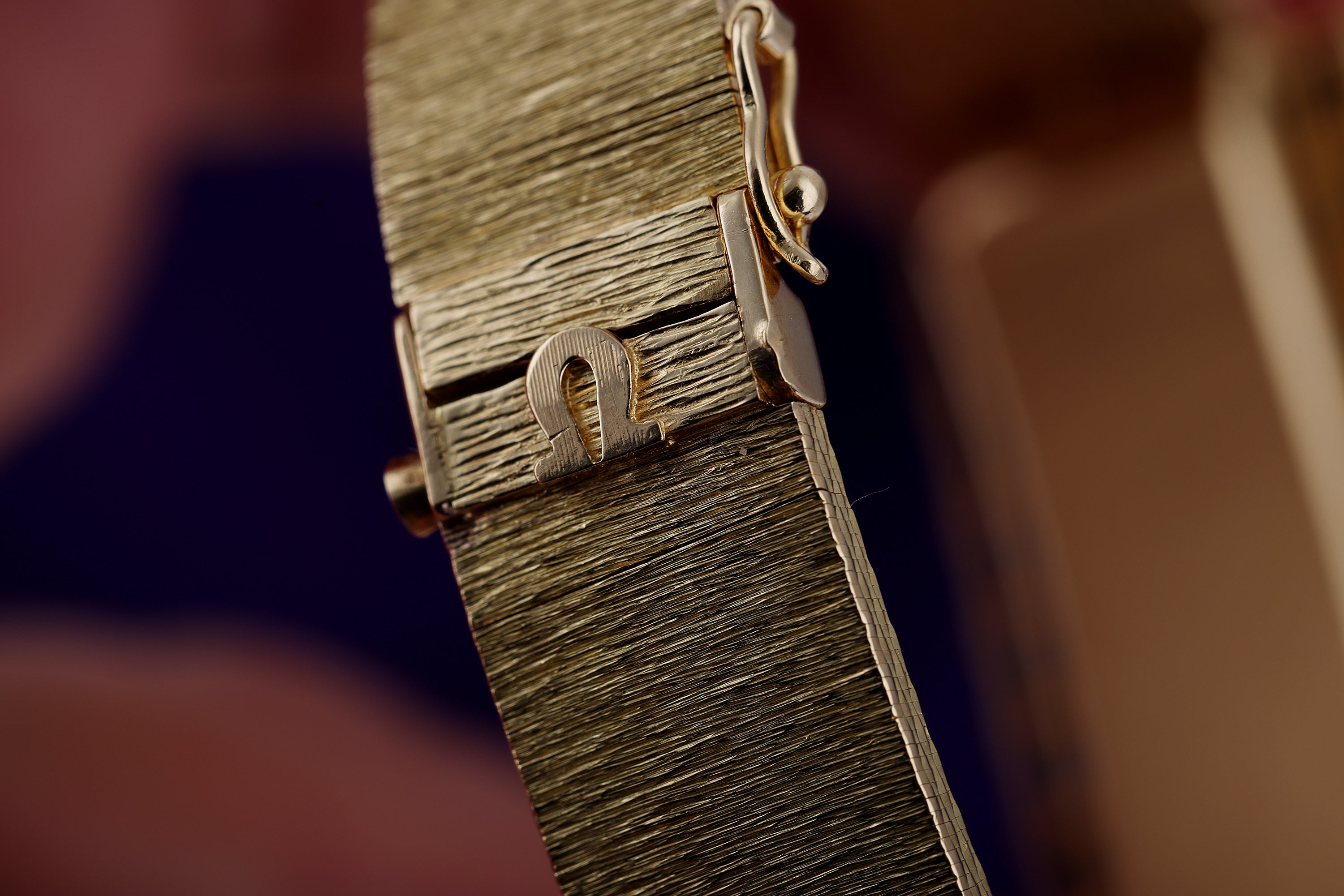 Rare Omega 1970s Wristwatch | Blue Sapphire Bezel | 17.5 x 45mm | 18k Yellow Gold | Manual Wind