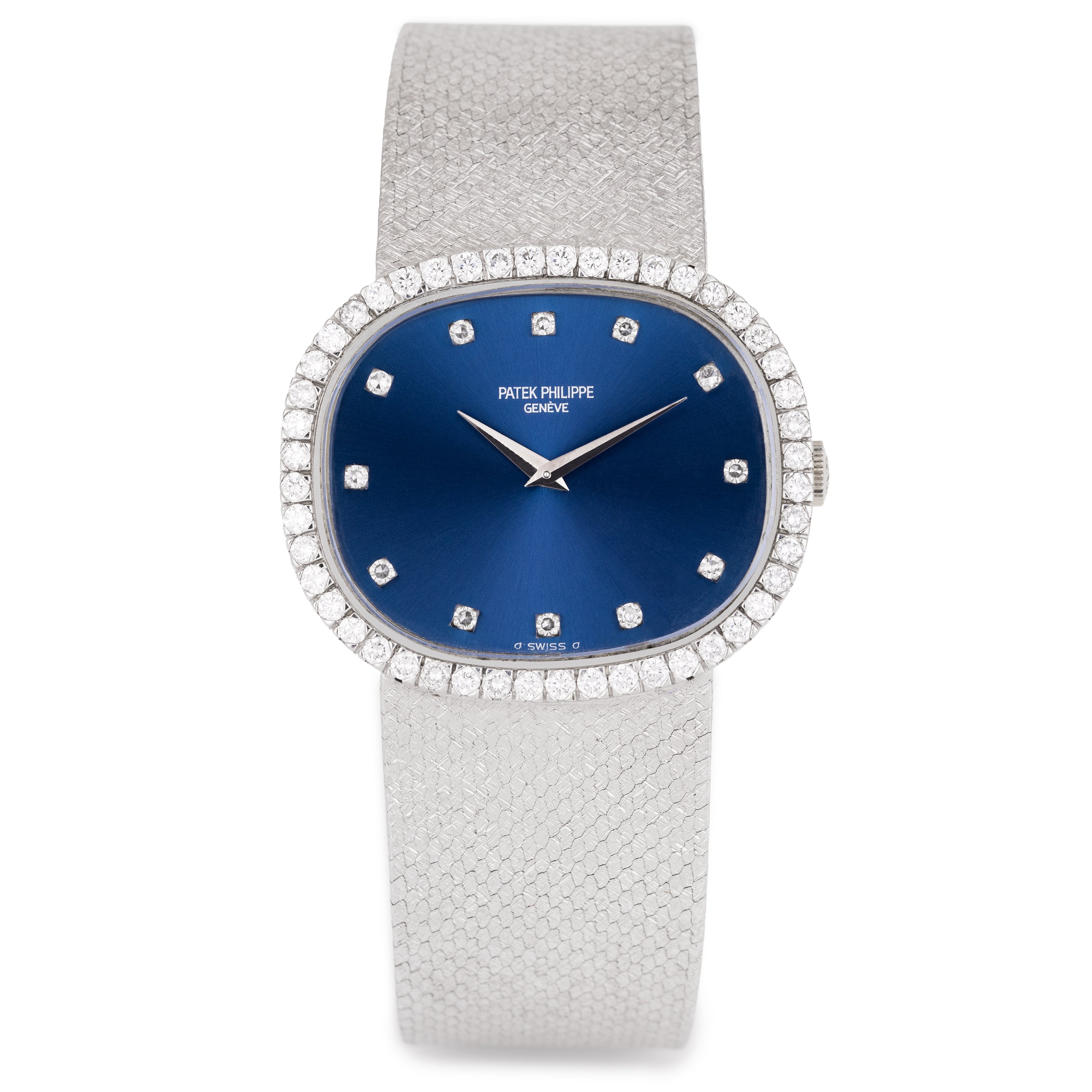 Patek Philippe Golden Ellipse | REF. 3745/5 | Navy Blue Dial | Diamond Dial & Bezel | 18k White Gold | 34mm | Circa 1970s