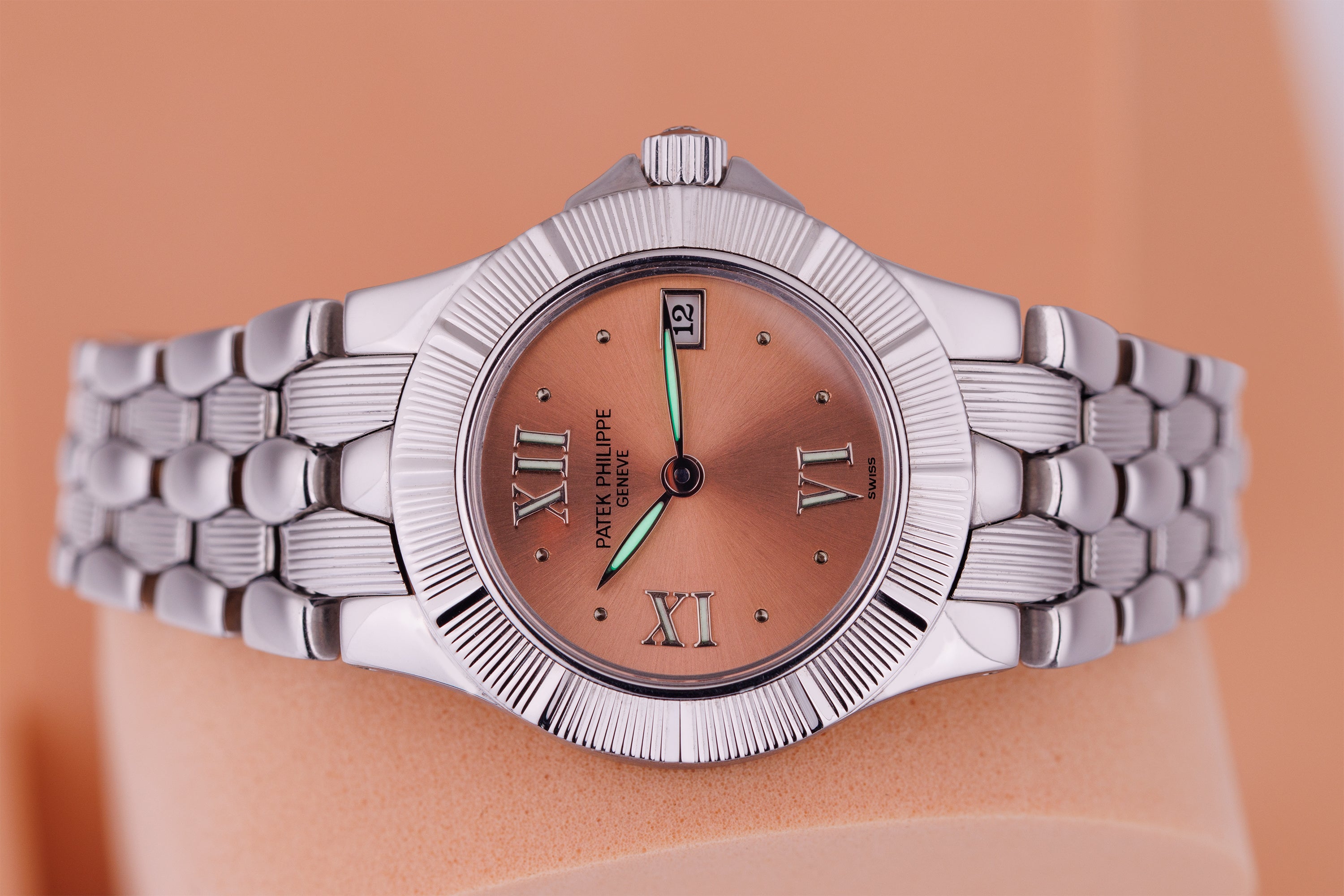 Patek Philippe Neptune Ladies | REF. 4880/1A-001 | Copper Salmon Dial | Stainless Steel | 27.5mm | Papers | 2000