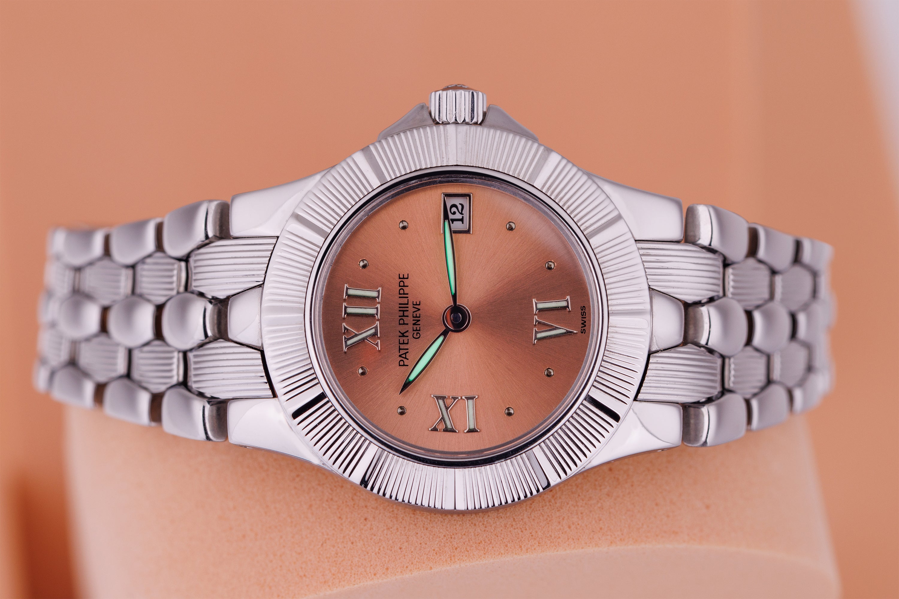 Patek Philippe Neptune Ladies | REF. 4880/1A-001 | Copper Salmon Dial | Stainless Steel | 27.5mm | Papers | 2000