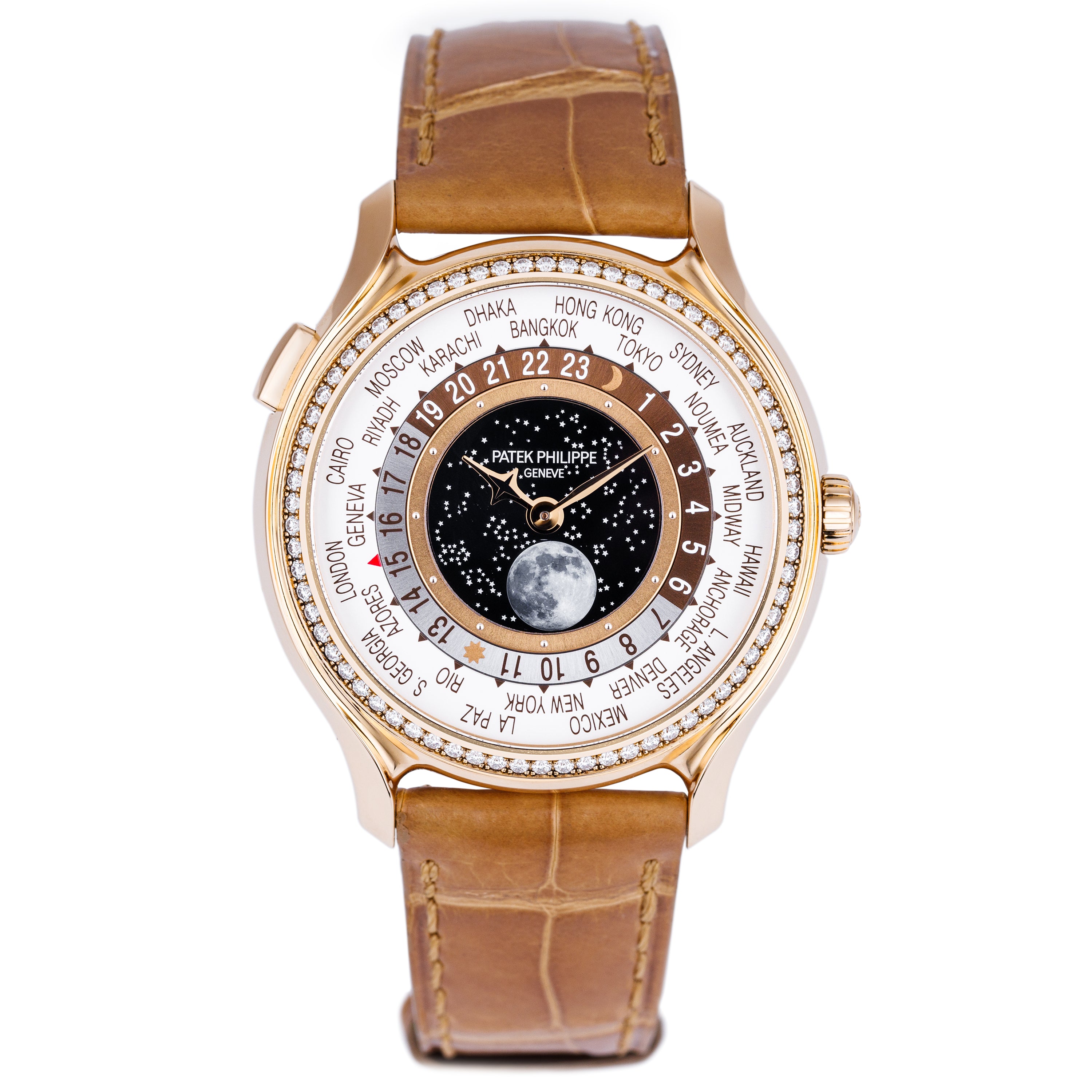 Patek Philippe World Time 175th Anniversary | REF. 7175R-001 | 18k Rose Gold | Diamond Bezel | 38mm | Box & Papers | 2014