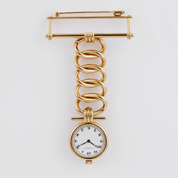Patek Philippe Ladies Brooch Watch & Nurse's Watch | REF. 4762 | Limited 50 Pieces - 150th Anniversary (1989) | 25mm | Box & Papers 18k Yellow Gold | White Dial