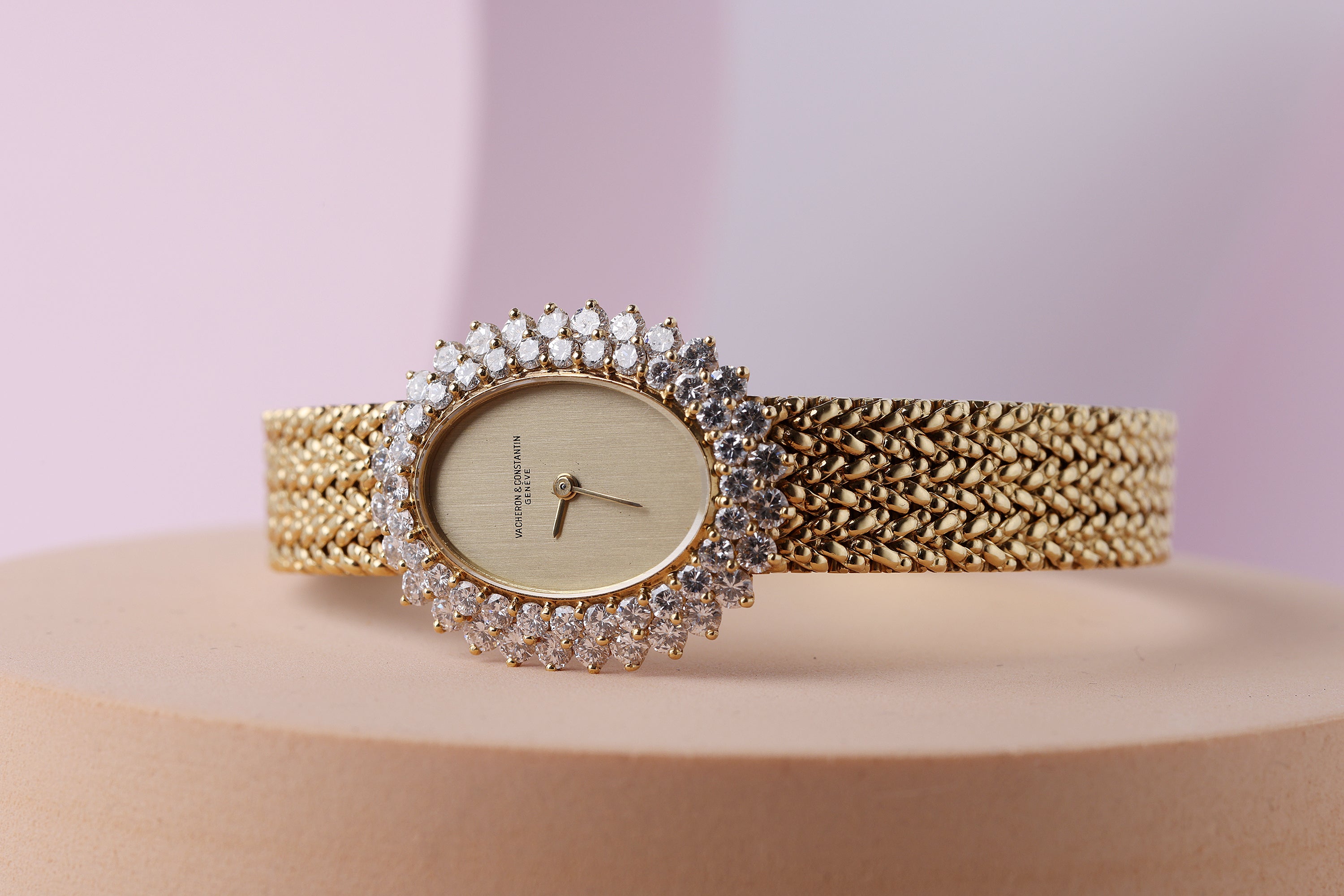 Vacheron Constantin x Mauboussin Double Signed, 1980's Ladies Watch | Gold Dial | Diamond Bezel | 22mm | 18k Yellow Gold