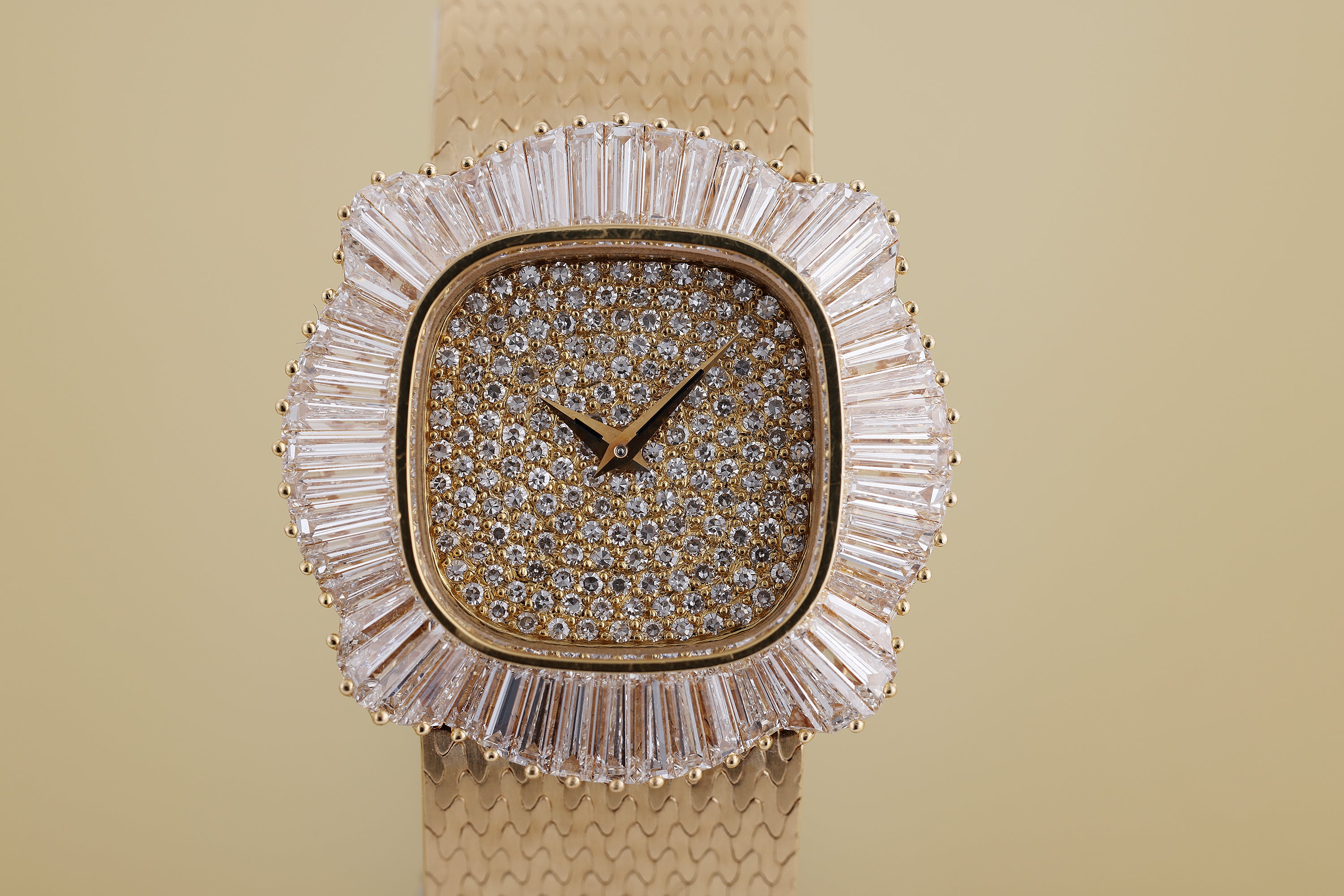Patek Philippe 1980's Ladies Watch | REF. 4373/1 | Pavé Diamond Dial & Channel Set Diamond Bezel | 30mm | 18k Yellow Gold