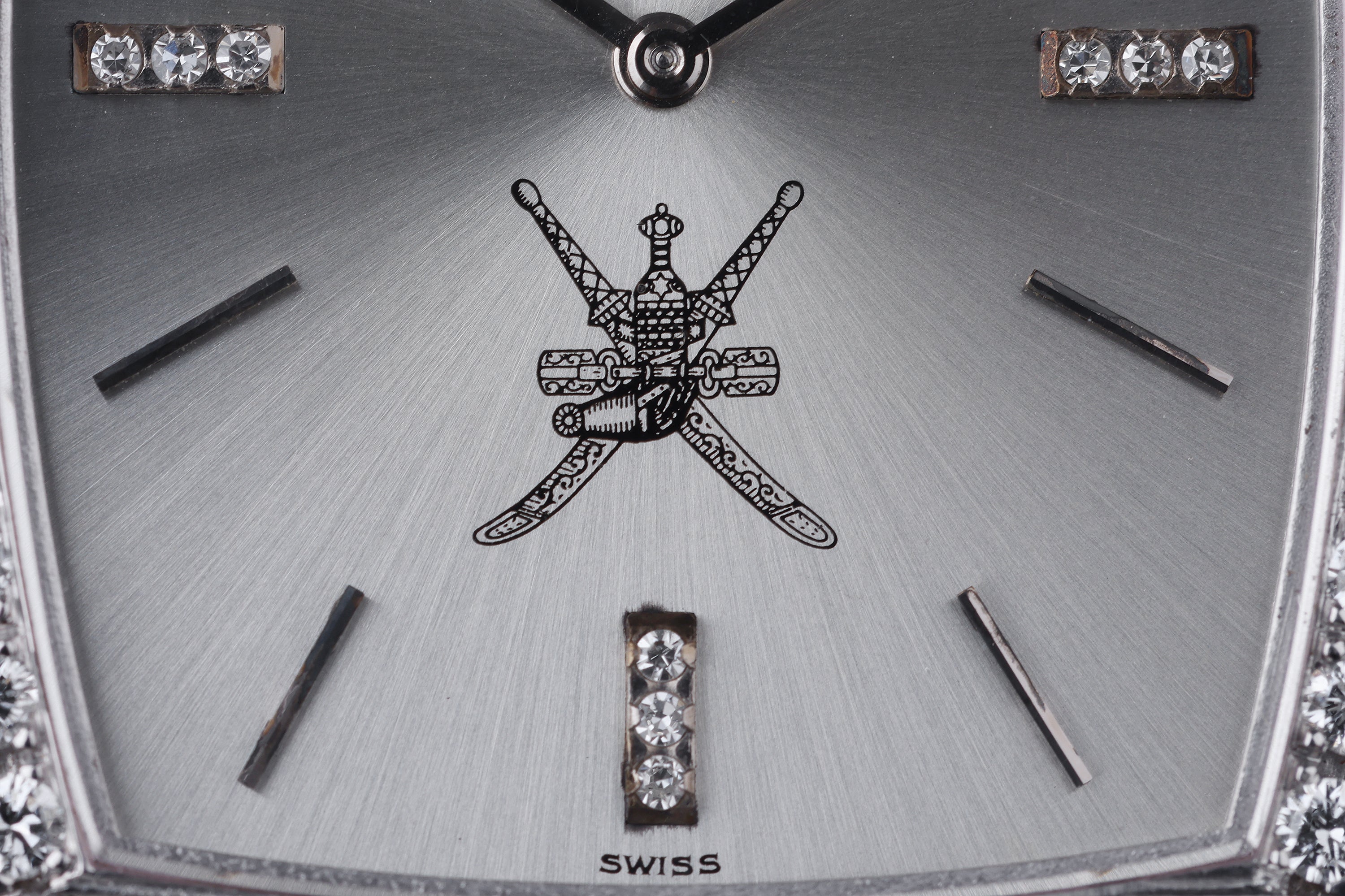 Extremely Rare Unworn Patek Philippe 1970's Gondolo Watch | Khanjar Emblem - Retailed by Asprey | REF. 3528/4 | Diamond Dial & Bezel | 26mm | 18k White Gold