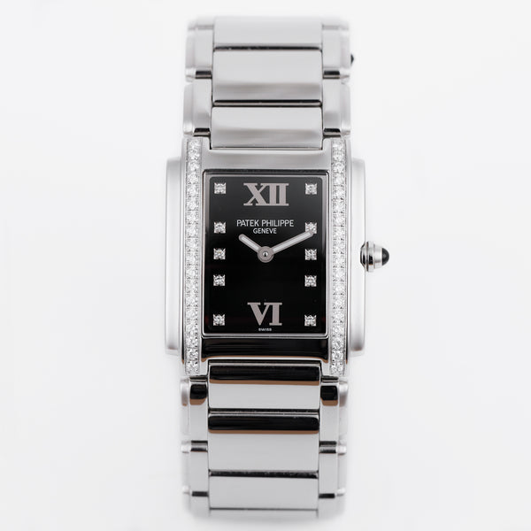 Patek Philippe Twenty-4 | REF. 4910/010 | Black Diamond Dial & Bezel | Stainless Steel