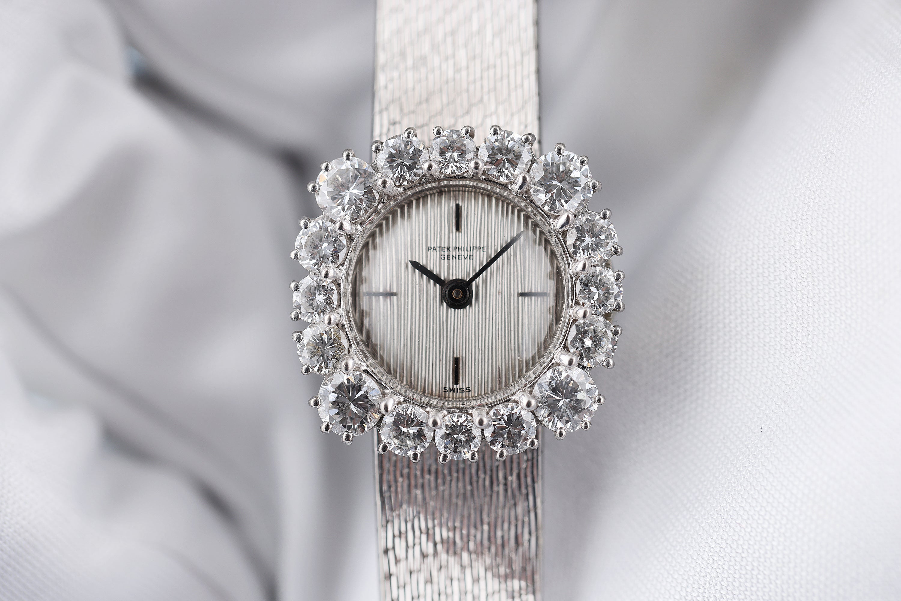 Patek Philippe Ladies Wristwatch | Large Diamond Bezel | 19mm | 18k White Gold | Circa 1970's