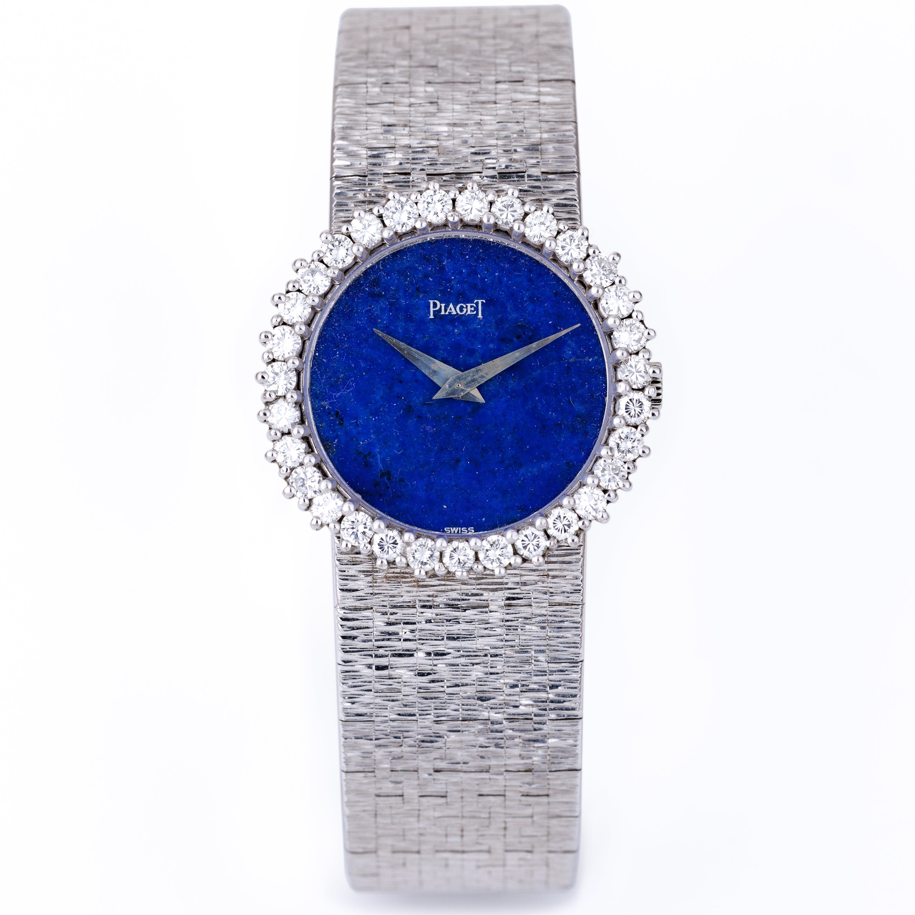 Piaget 1970's Ladies Watch | REF. 924 A 6 | Lapis Lazuli Dial | Diamond Bezel | 18k White Gold | Manual Wind | 26mm