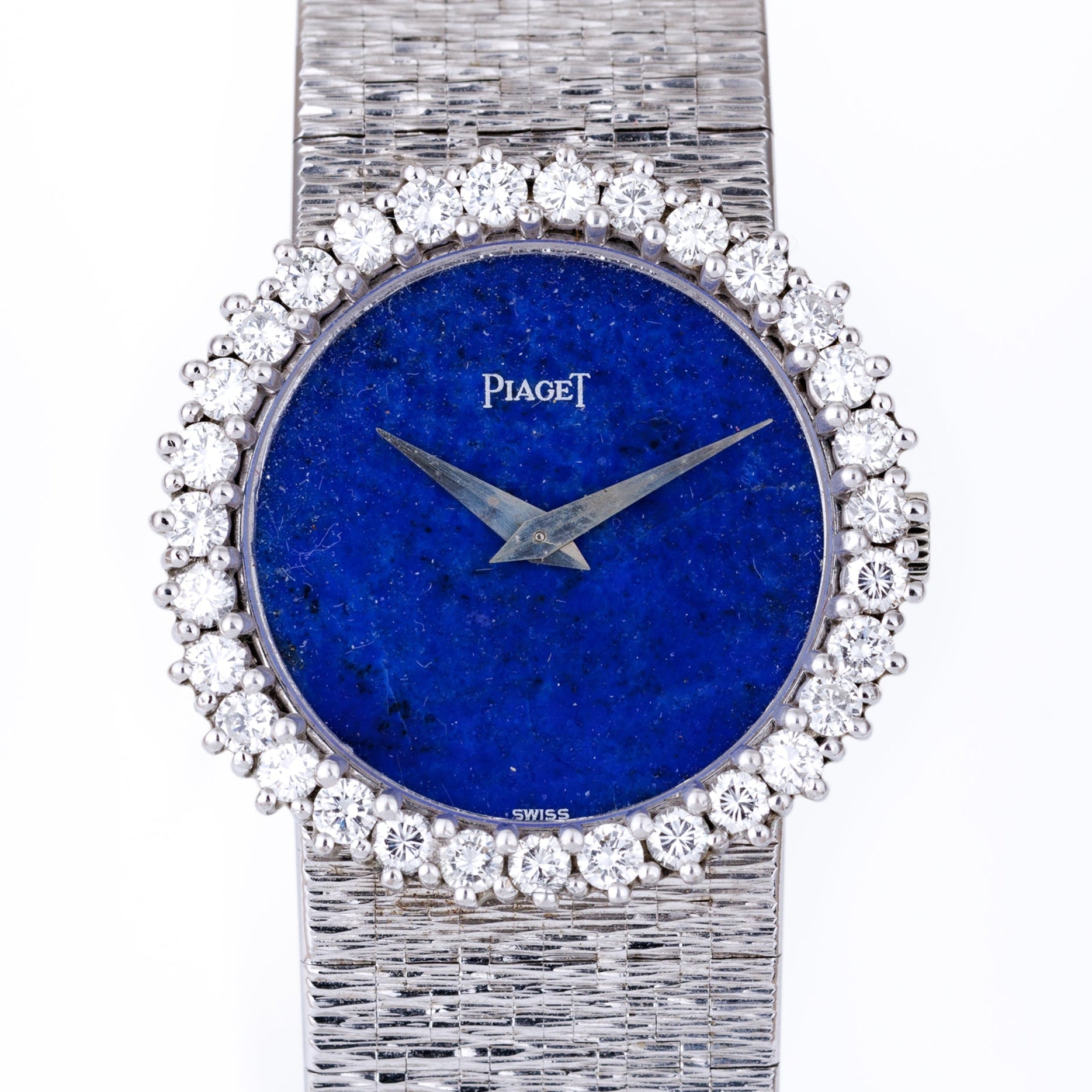 Piaget 1970's Ladies Watch | REF. 924 A 6 | Lapis Lazuli Dial | Diamond Bezel | 18k White Gold | Manual Wind | 26mm