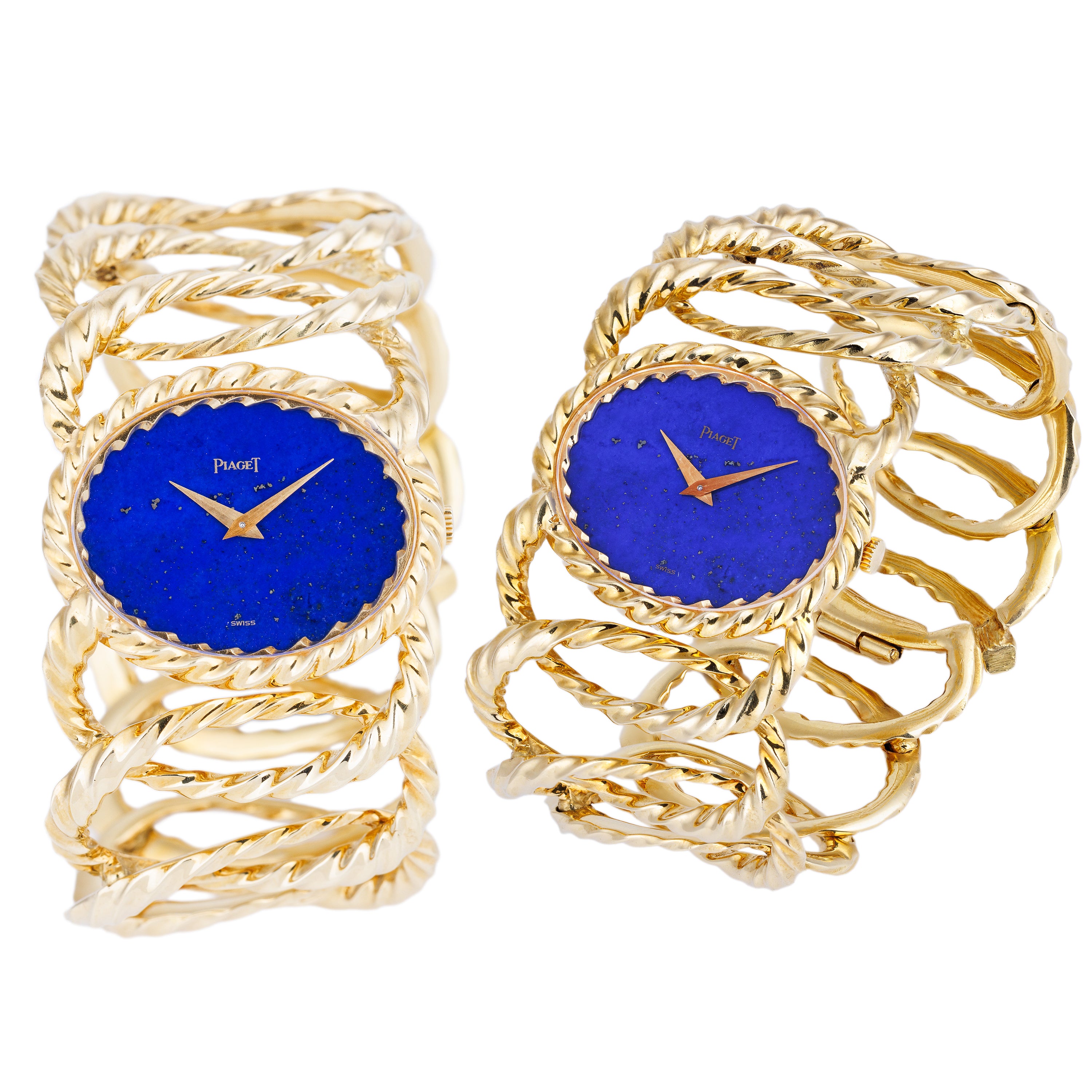 Piaget 'Esclave' Cuff Watch | REF. 9855 D 35 | Lapis Lazuli Dial | 18k Yellow Gold | 32mm | 1970s