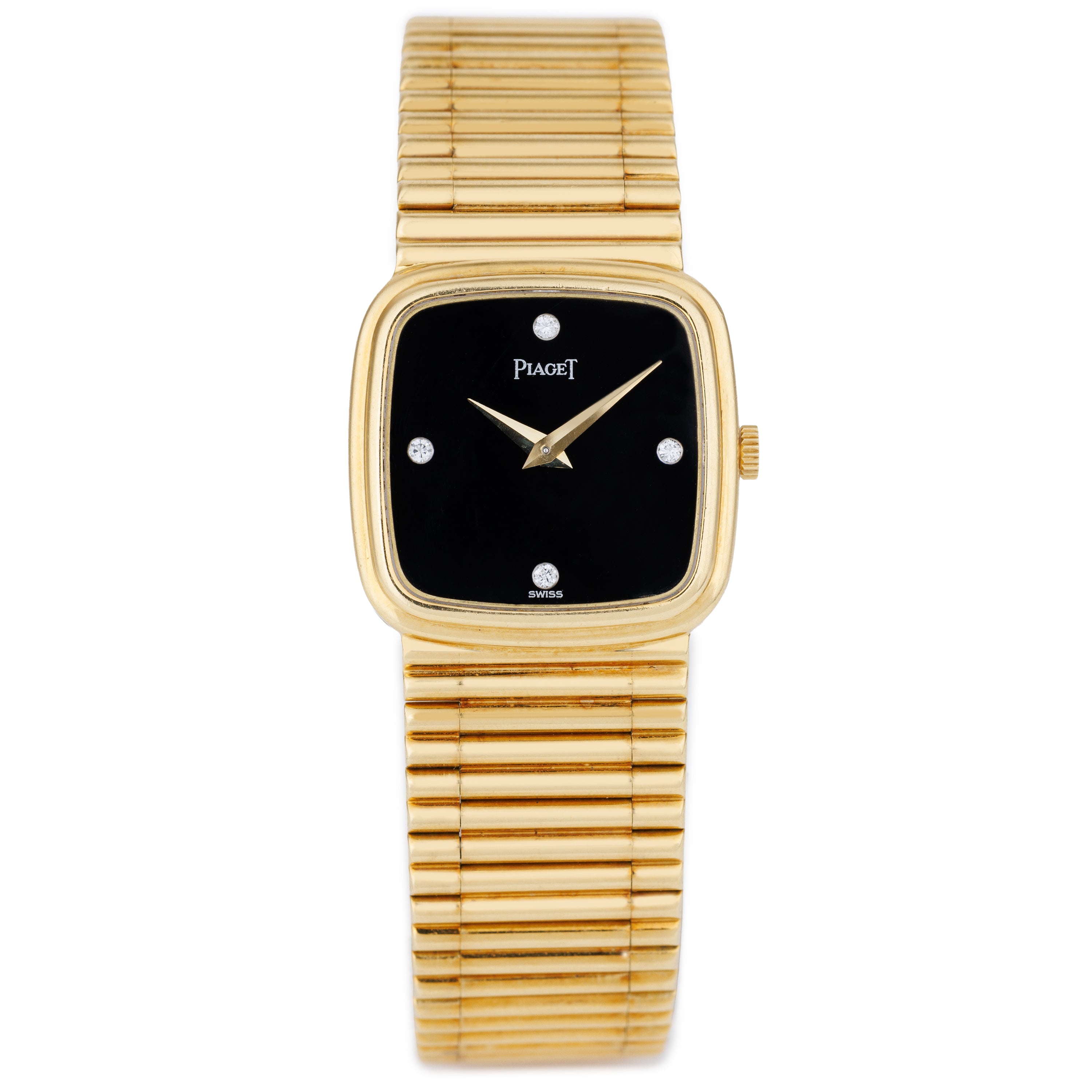 Piaget Ladies Wristwatch circa 1980's | REF. 9902 G 1 | Onyx Diamond Dial | 18k Yellow Gold | 22.5mm | Manual Wind