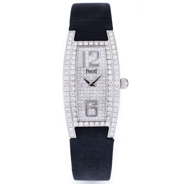 Piaget Limelight Tonneau | Pavé Diamond Dial & Bezel | 18k White Gold | 18mm | 2000's