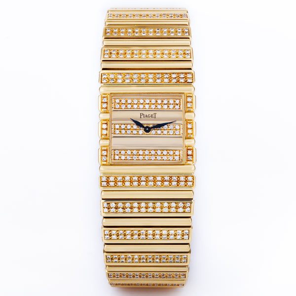 Piaget Polo Square | REF. 7131 C 725 | Pave Diamond & 18k Yellow Gold | 25mm | 1980s