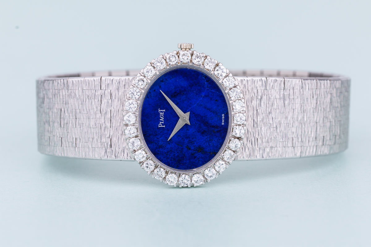 Piaget Ladies Wristwatch | REF. 9804 A 6 | Lapis Lazuli Dial | Diamond Bezel | 18k White Gold | 27mm | 1960's-1970's