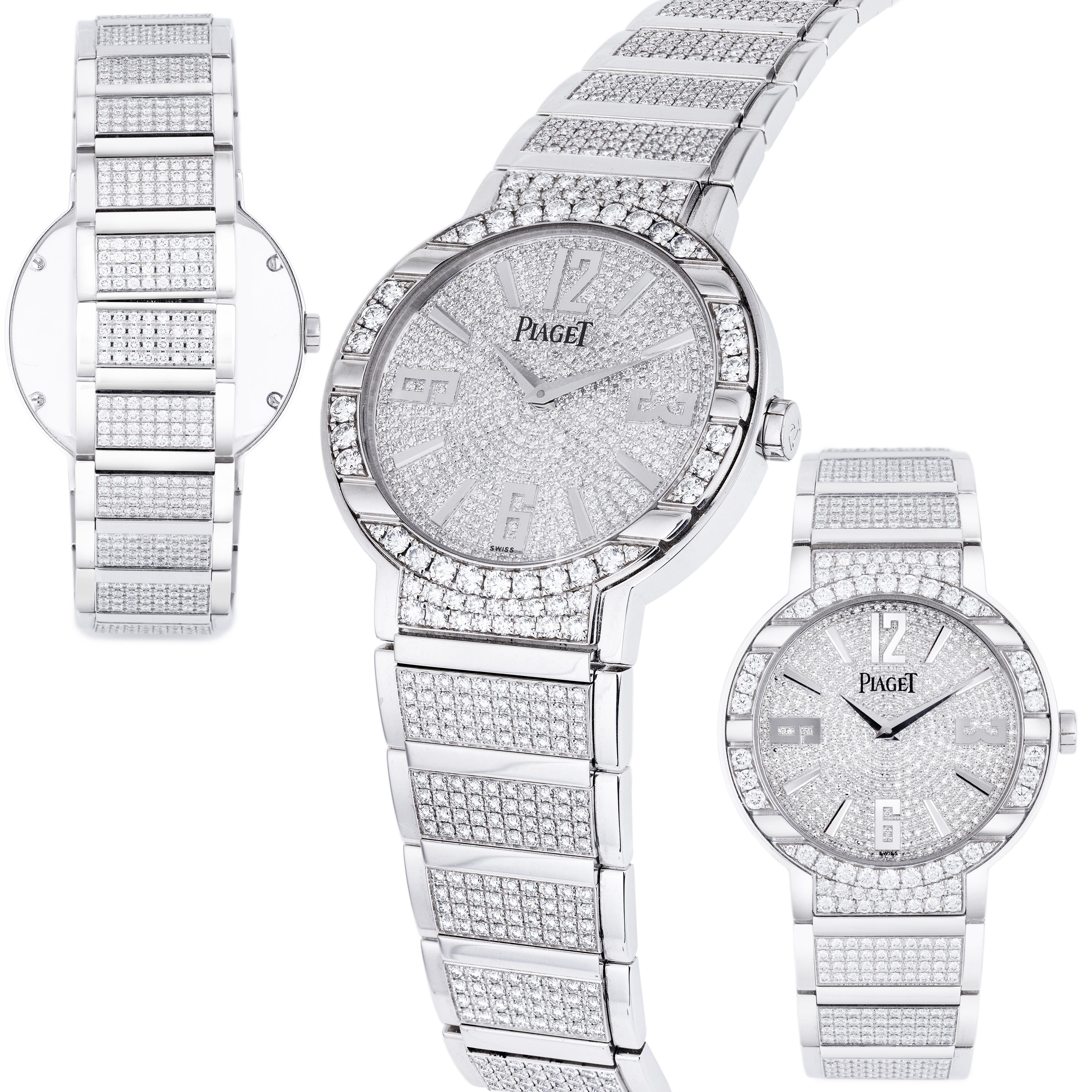 Piaget Polo Large GOA26026 18k White Gold Pave Dial & Bracelet