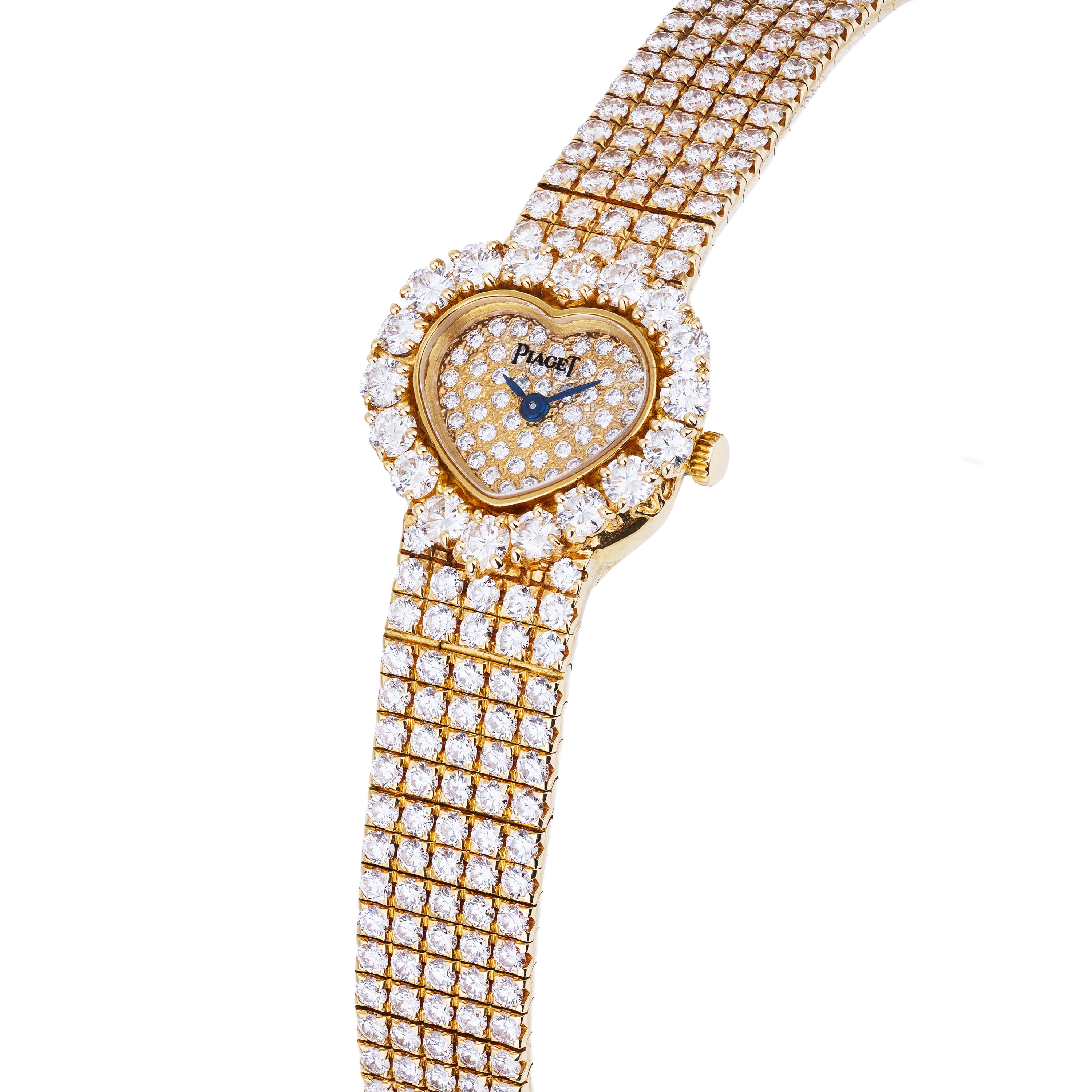 Rare Vintage Piaget Heart-Shaped Ladies Diamond Watch | REF. 8401 C 626 | Pave Diamond | 21.5mm | 18k Yellow Gold | 1980's | Quartz