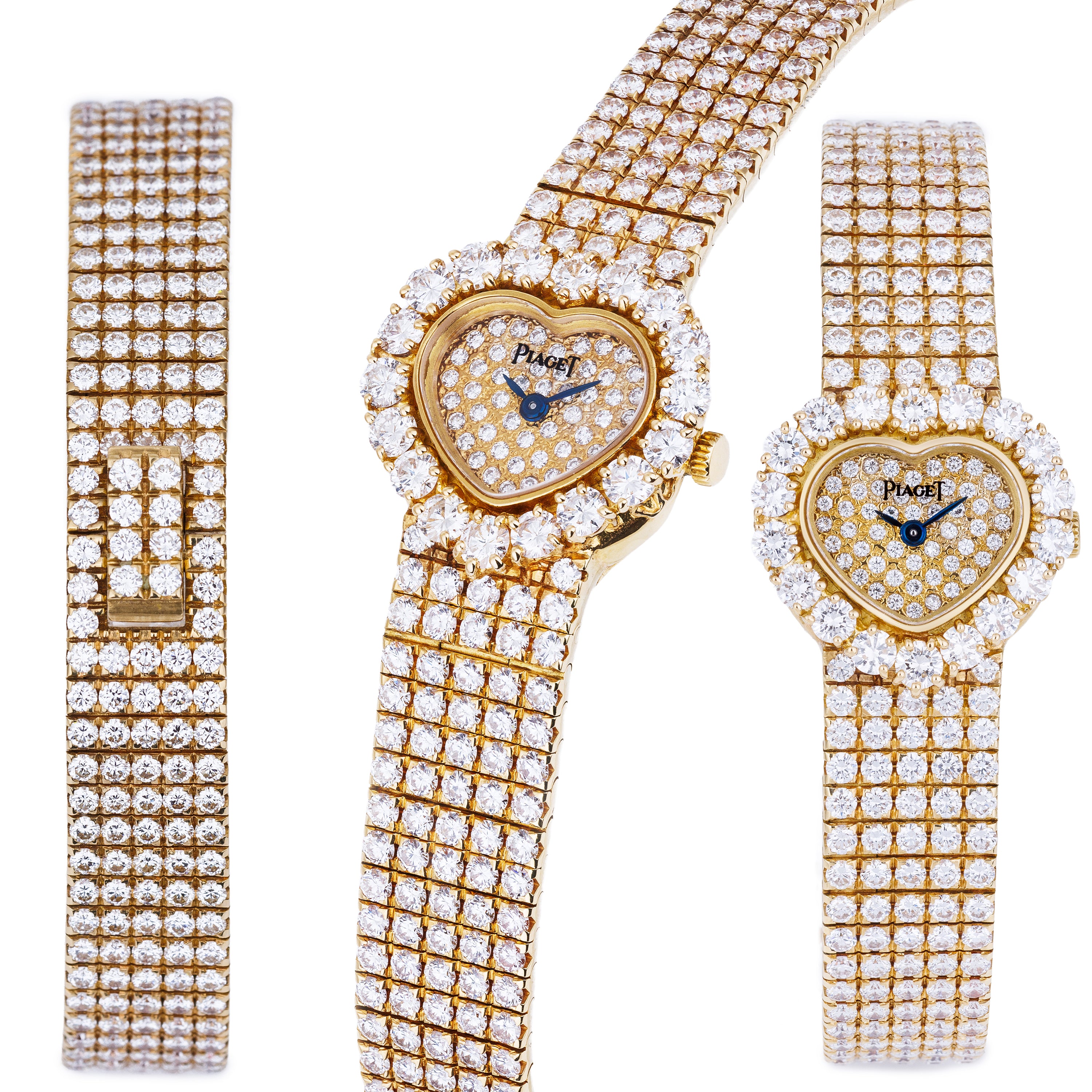 Rare Vintage Piaget Heart-Shaped Ladies Diamond Watch | REF. 8401 C 626 | Pave Diamond | 21.5mm | 18k Yellow Gold | 1980's | Quartz
