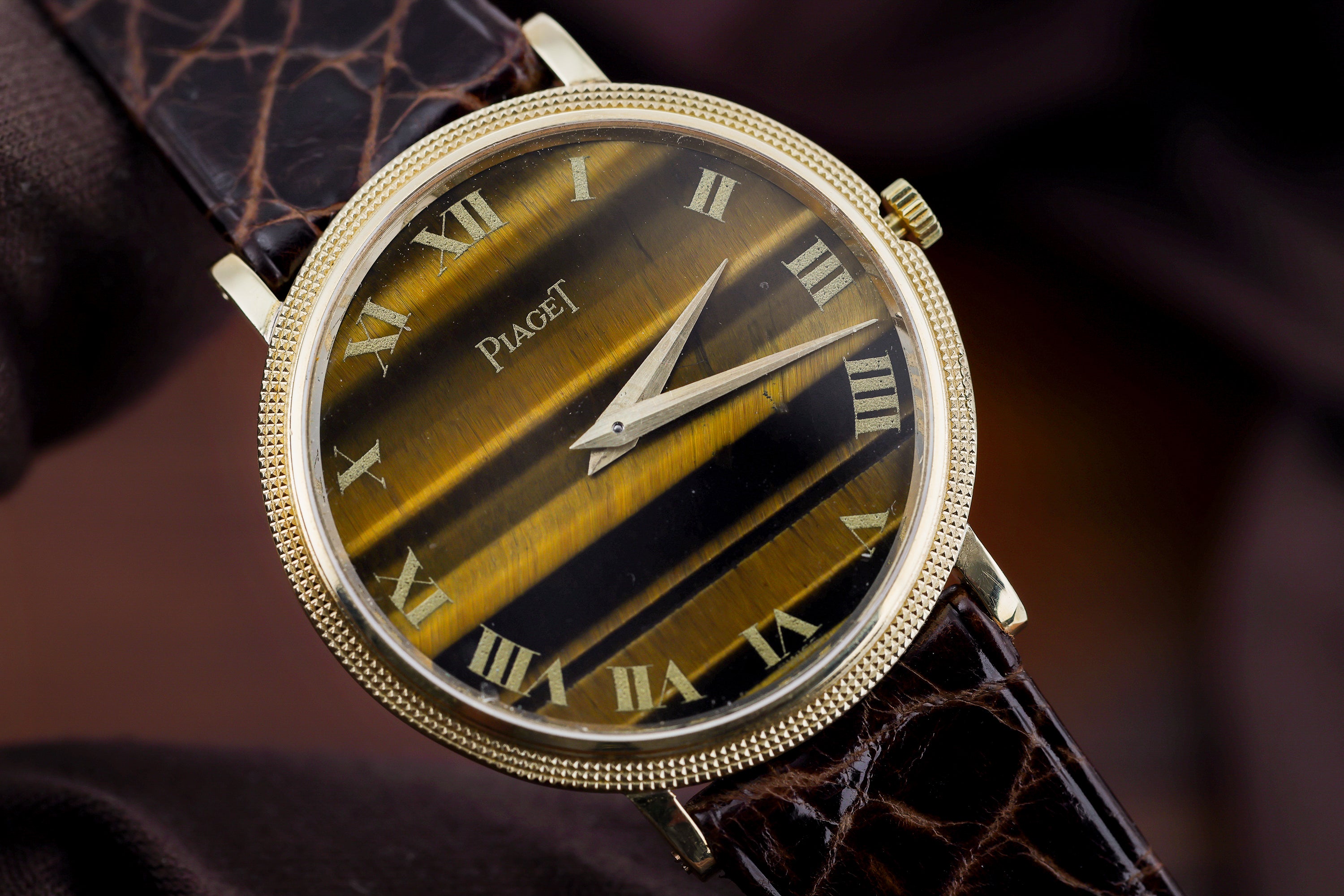 Piaget 1980's Wristwatch | REF. 9011 | Tiger's Eye | 18k Yellow Gold | 28mm