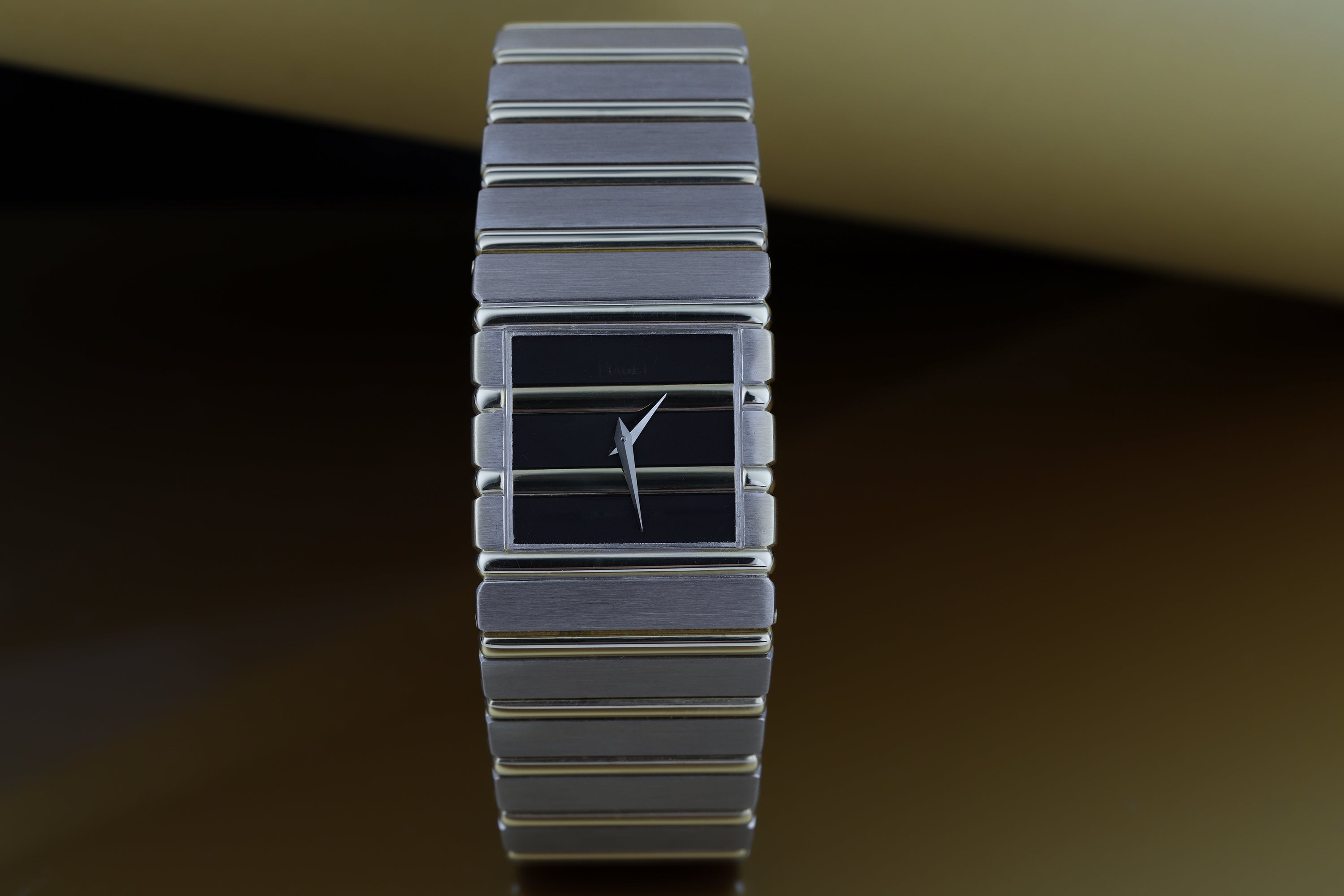 Piaget Polo Square | REF. 7131 C 701 | Black & Gold Dial | 25mm | 18k White & Yellow Gold | 1980s