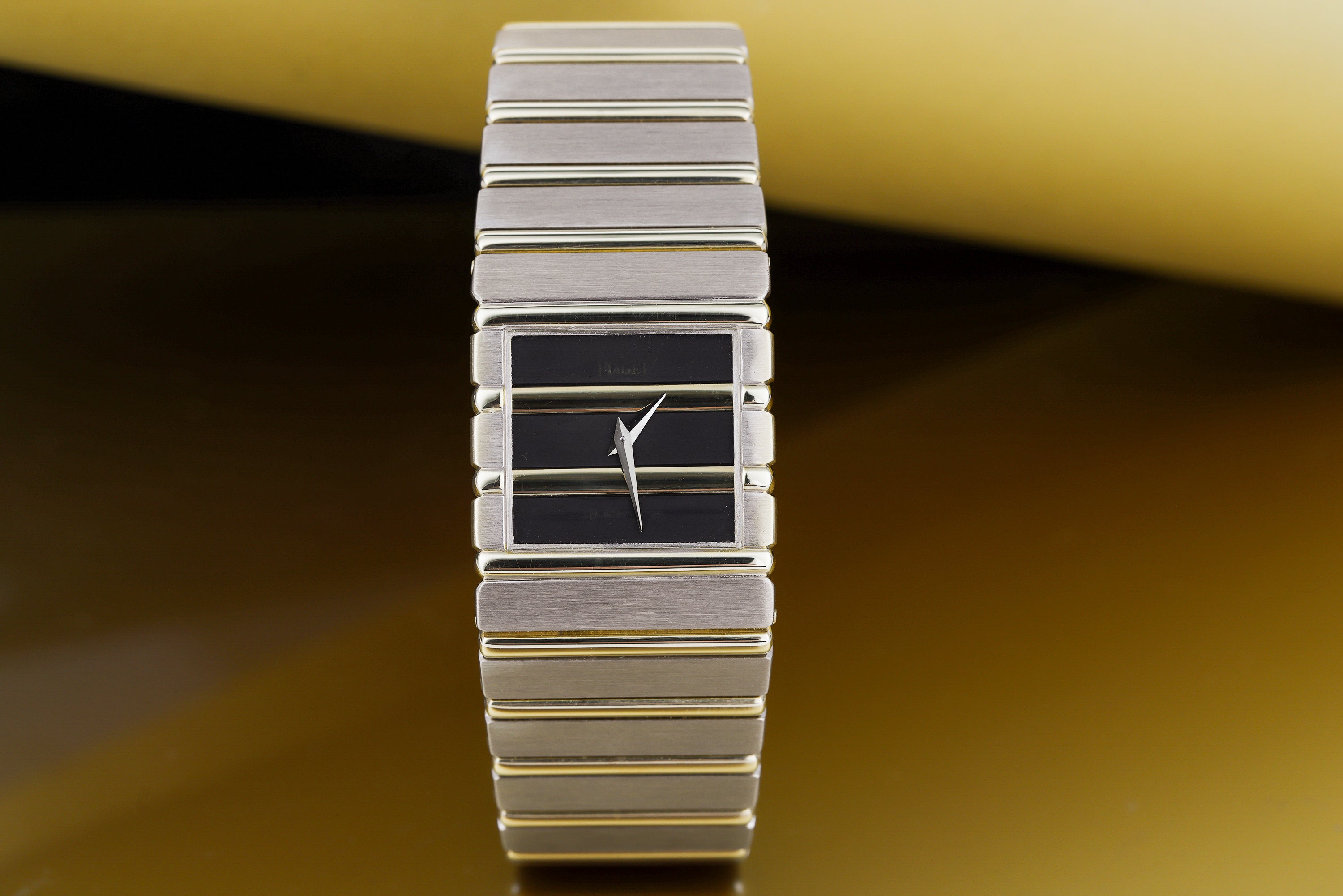 Piaget Polo Square | REF. 7131 C 701 | Black & Gold Dial | 25mm | 18k White & Yellow Gold | 1980s