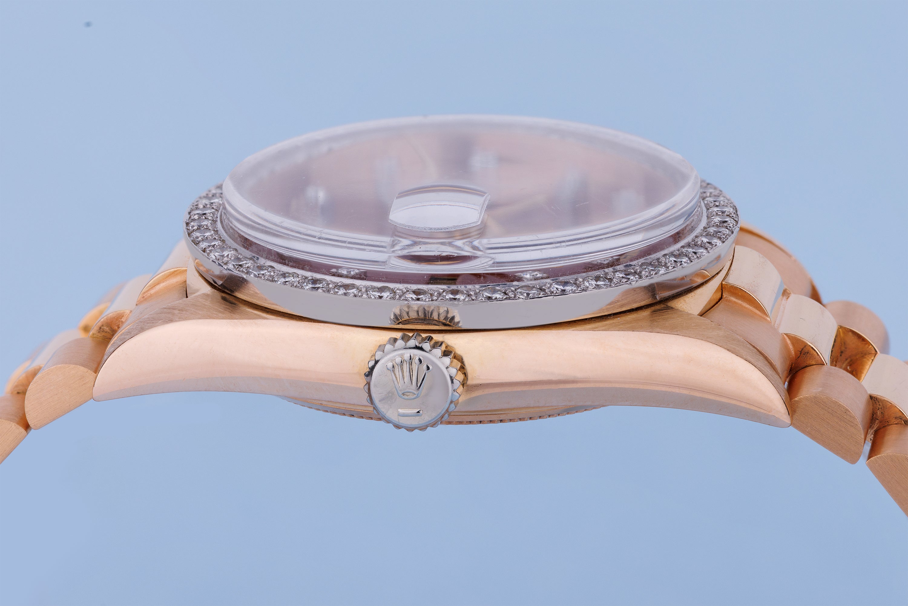 Rolex Day-Date | REF. 1804 | Oxblood Red 'Stella' Dial | Rare Double Diamond Hour & Bezel | 18k Rose & White Gold | 1973