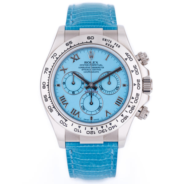 Rare Rolex Blue Beach Daytona - Asprey Engraved Caseback | REF. 116519 | 18k White Gold | Asprey Papers | 2007-2008