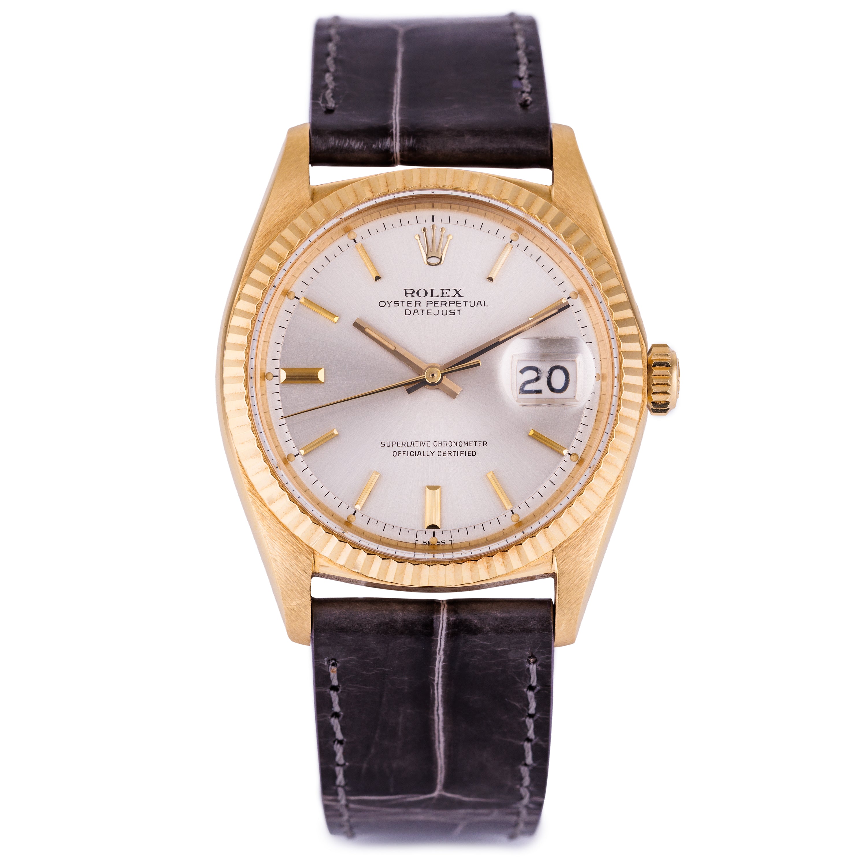 Rolex DateJust | REF. 1601/8 | Silver Dial | 36mm | 18k Yellow Gold | 1968 | Service Papers, 2023