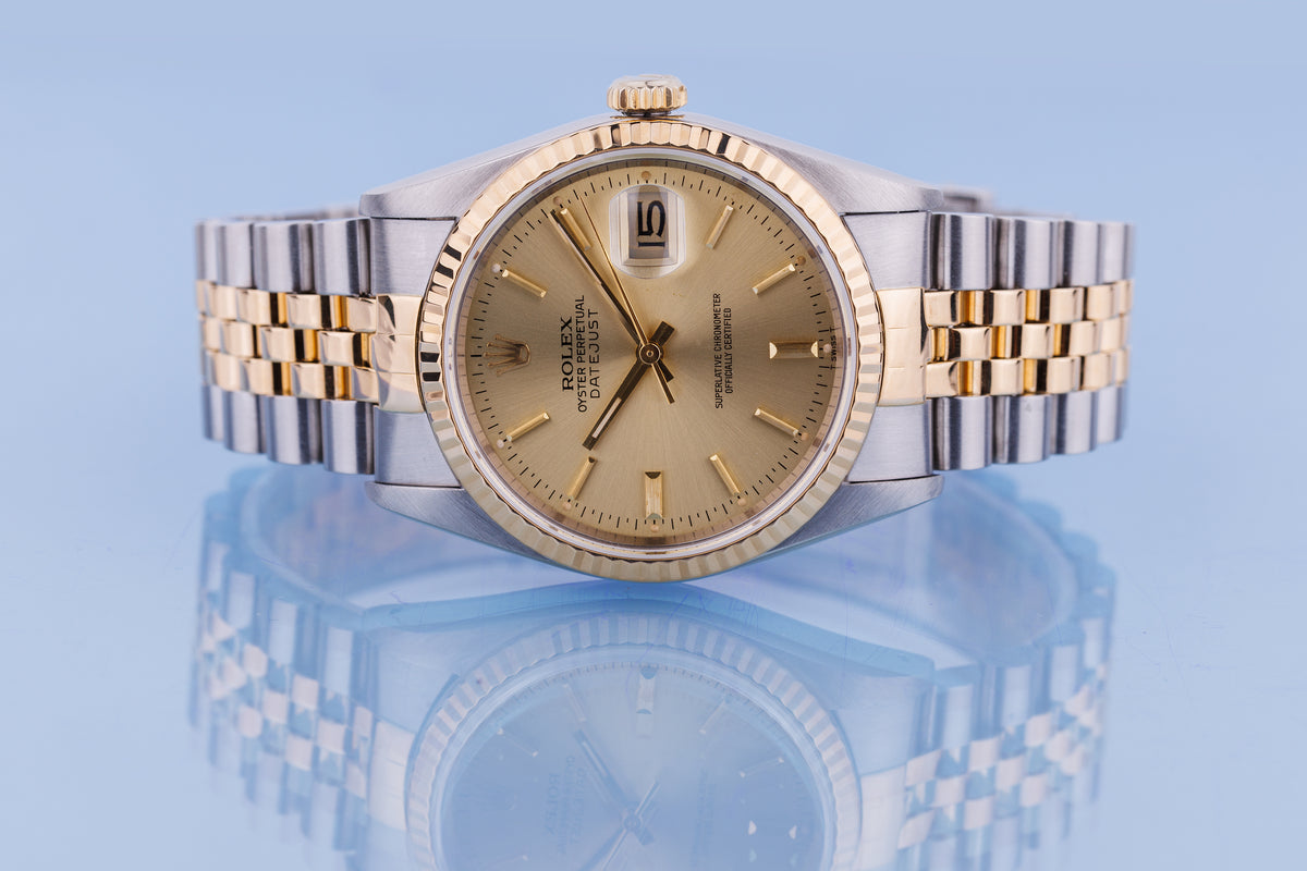 Rolex DateJust | REF. 16233 | Gold Dial | 36mm | Stainless Steel & 18k Yellow Gold | 2001
