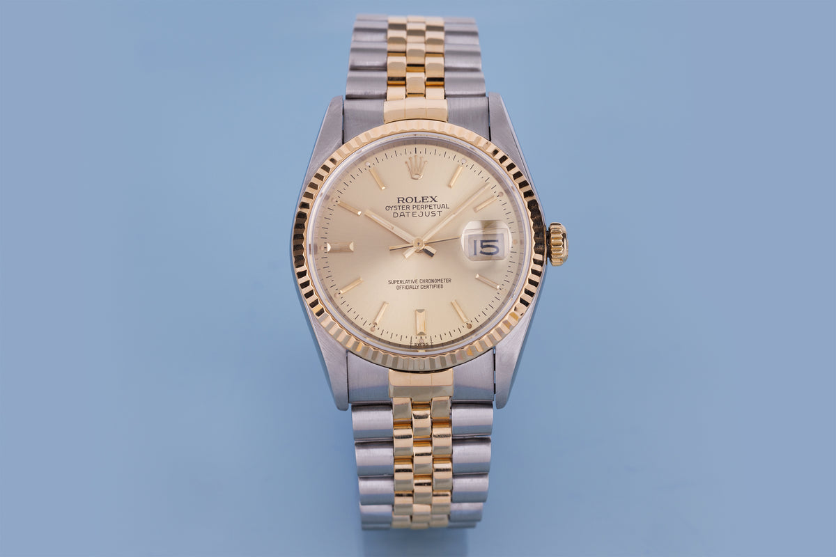 Rolex DateJust | REF. 16233 | Gold Dial | 36mm | Stainless Steel & 18k Yellow Gold | 2001