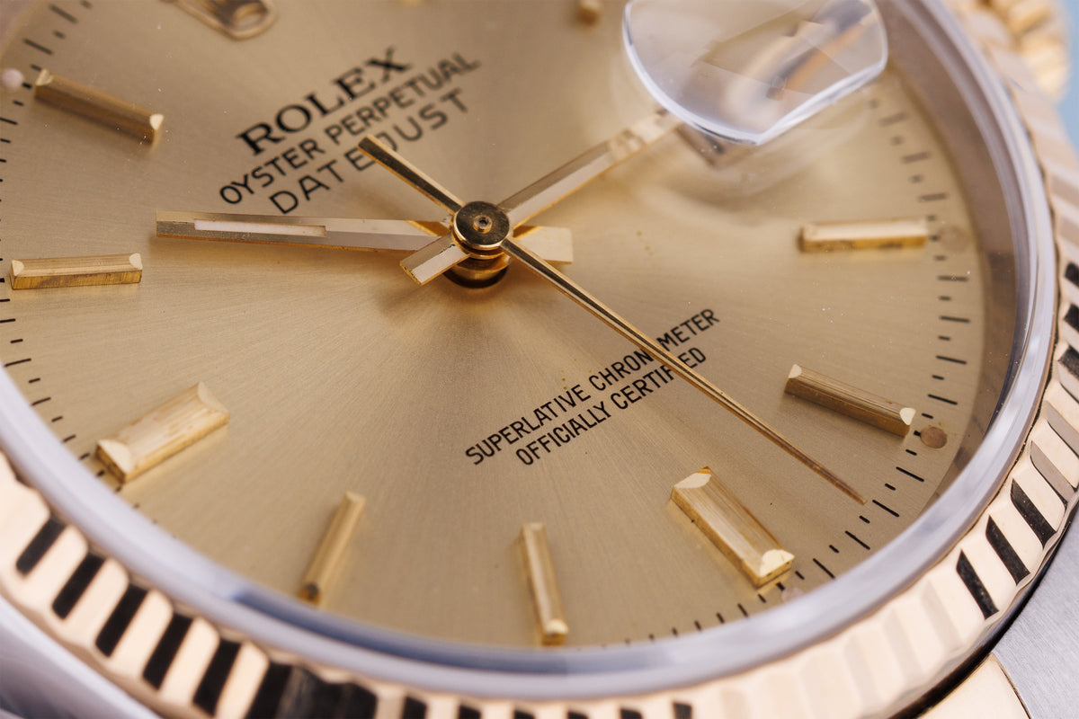 Rolex DateJust | REF. 16233 | Gold Dial | 36mm | Stainless Steel & 18k Yellow Gold | 2001