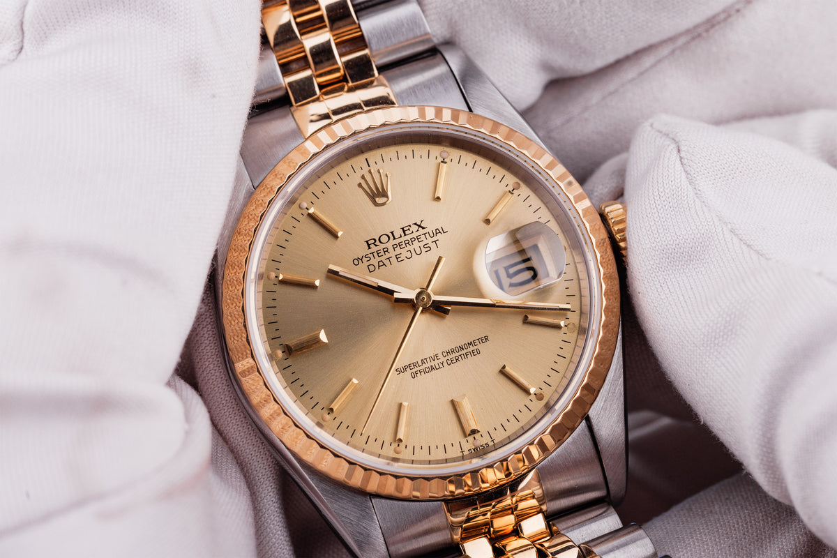 Rolex DateJust | REF. 16233 | Gold Dial | 36mm | Stainless Steel & 18k Yellow Gold | 2001