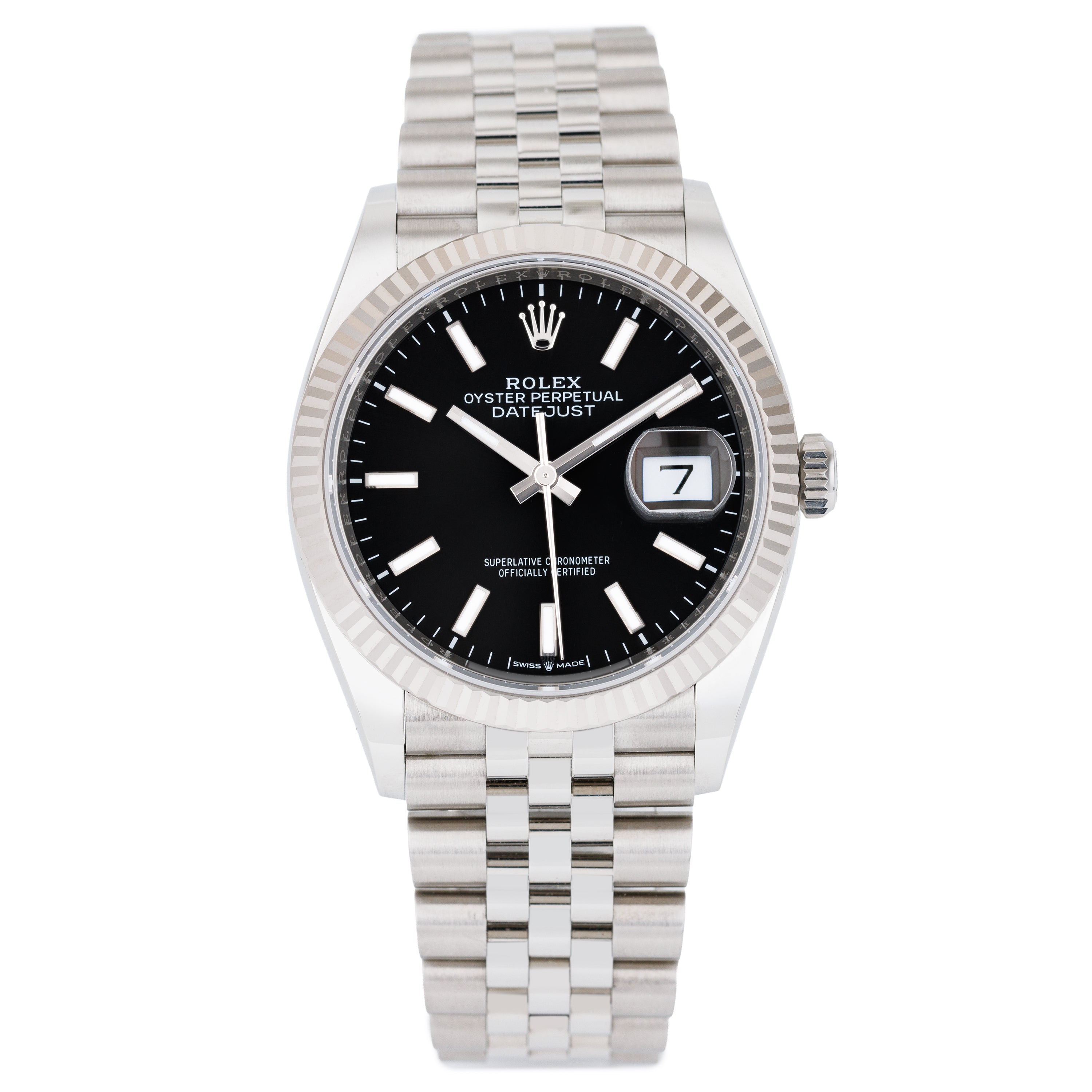 Unworn Rolex DateJust | REF. 126234 | Stainless Steel & 18k White Gold | Black Dial | Box & Papers | 2021