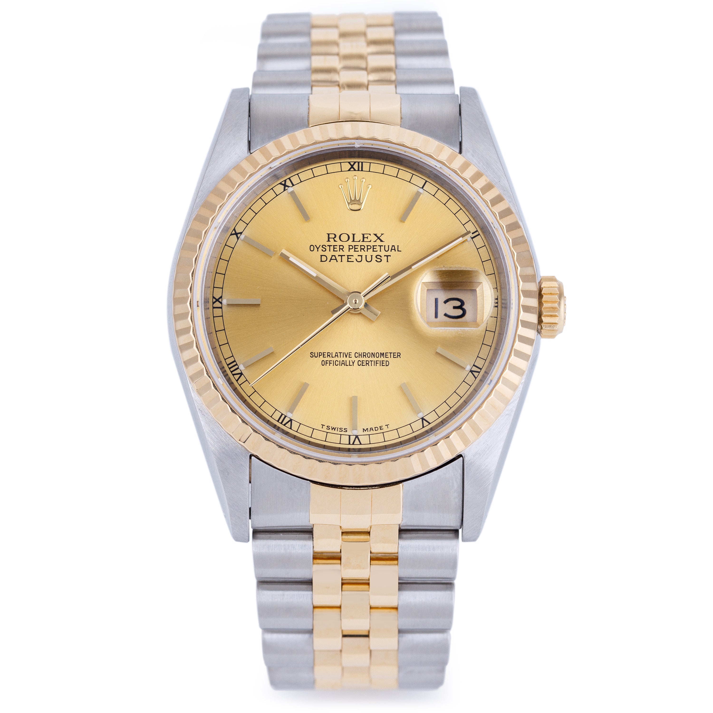 Rolex DateJust 36 | REF. 16233 | Stainless Steel & 18k Yellow Gold | Gold Dial | 1991