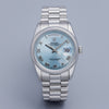 Rolex Day-Date | REF. 118206 | Ice Blue Dial | Platinum | Box & Papers + Rolex Service Papers | 36mm