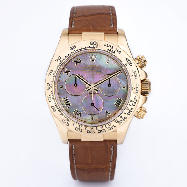 Rolex Daytona | REF. 116518 | Black Mother of Pearl Dial | Box & Papers | 18k Yellow Gold