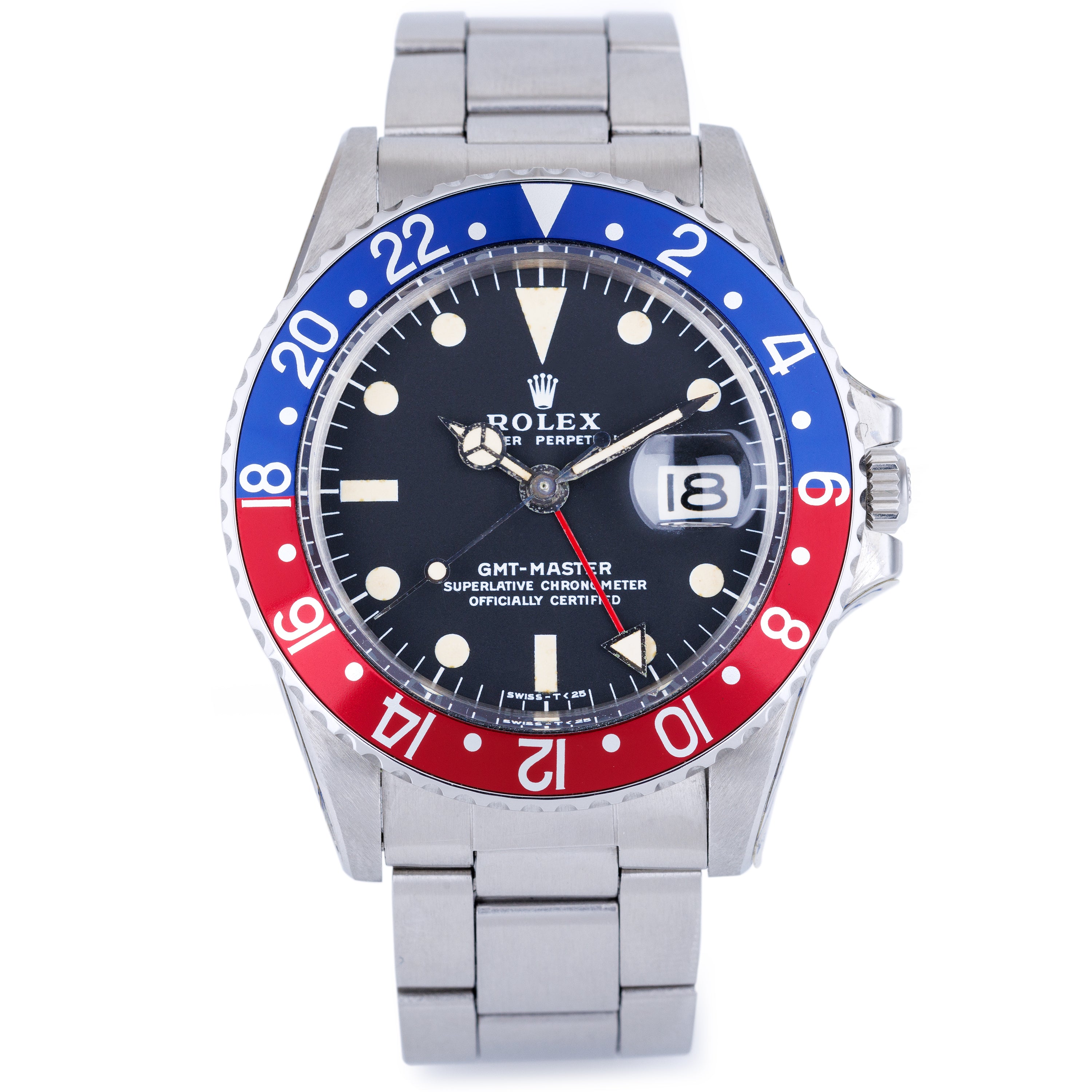 Rolex GMT-Master "Pepsi" | REF. 1675/0 | Black Matte Dial | 1972 | Stainless Steel | Rolex Service Papers 2014
