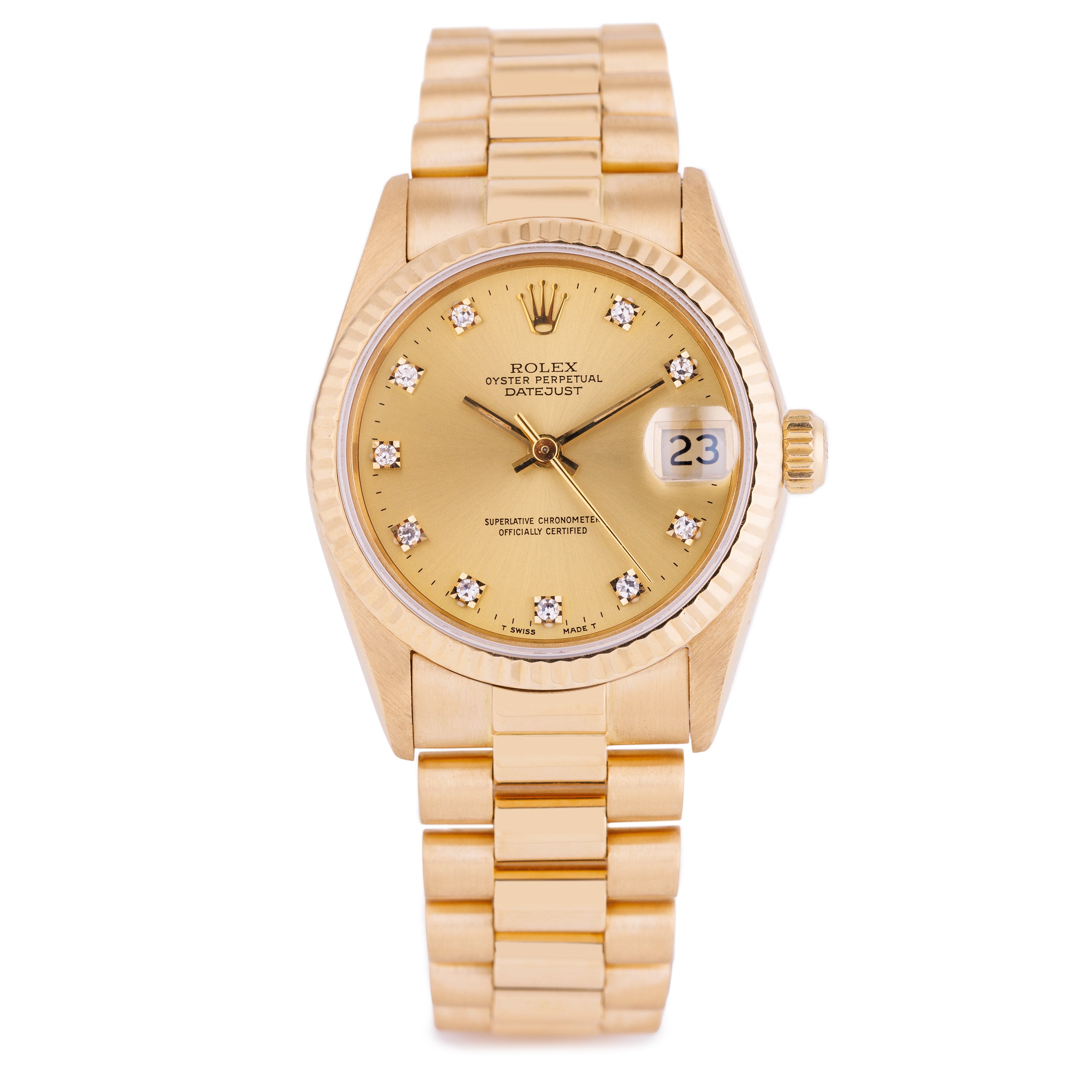 Rolex DateJust 31 | REF. 68278 | Gold Diamond Dial | 18k Yellow Gold | 1988