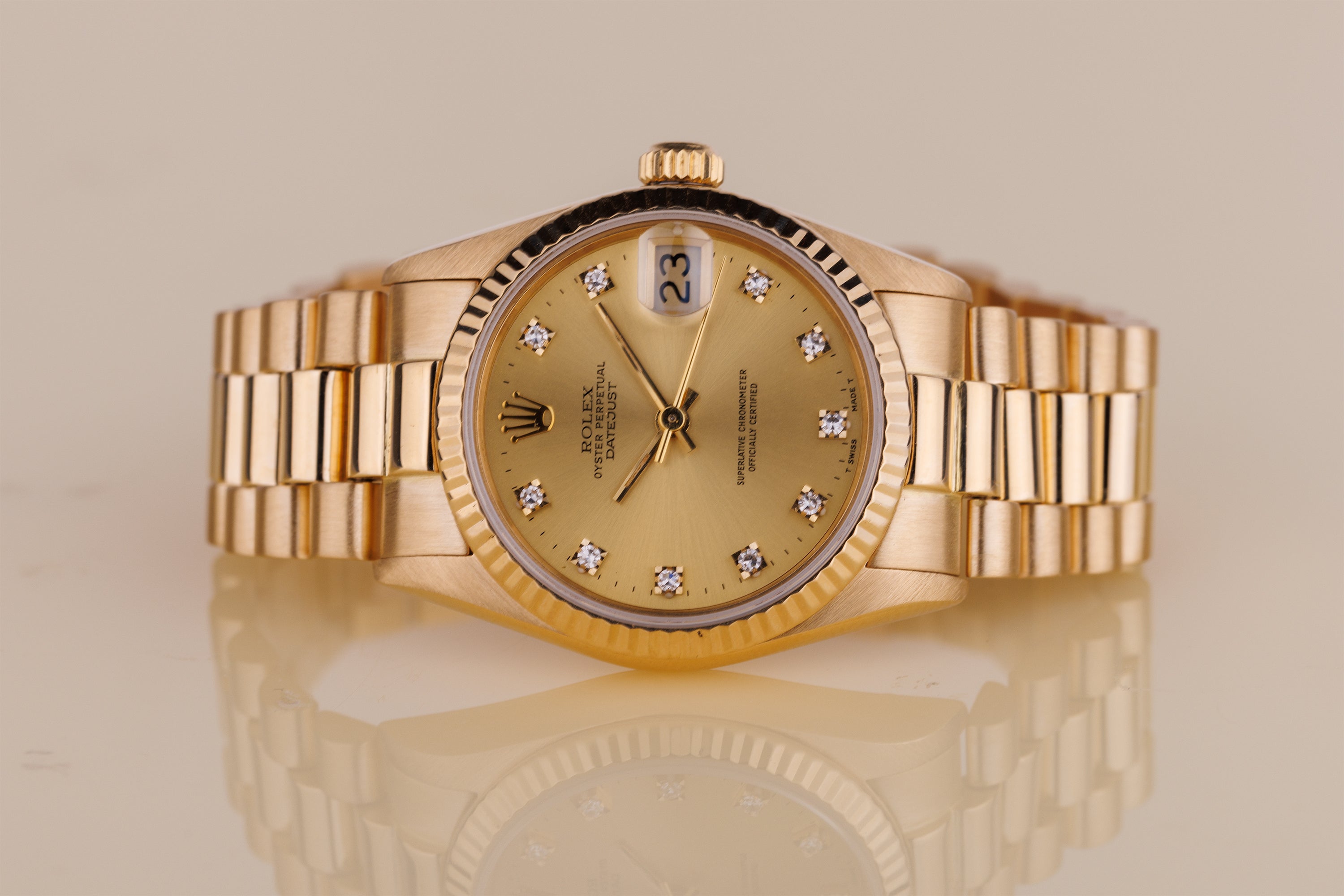 Rolex DateJust 31 | REF. 68278 | Gold Diamond Dial | 18k Yellow Gold | 1988