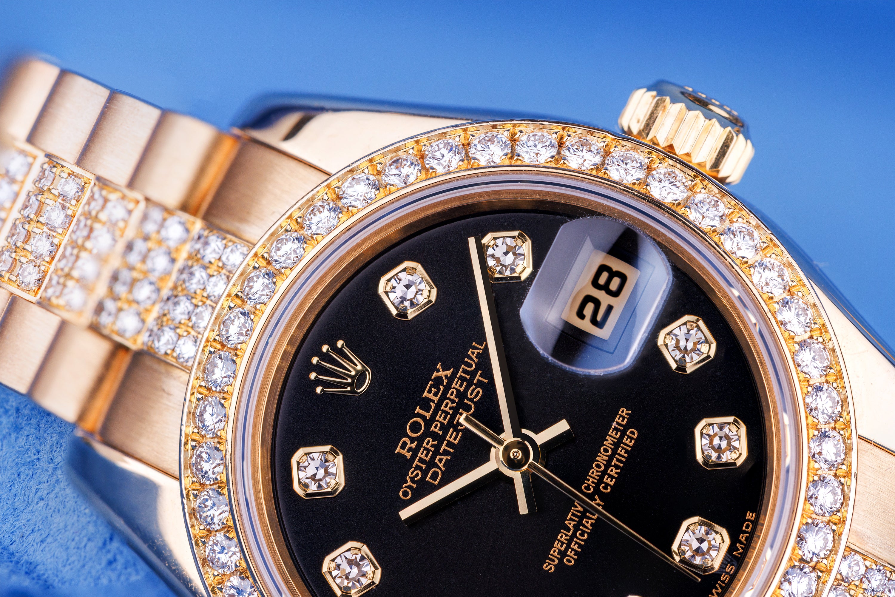 Rolex Lady DateJust 26mm | REF. 179138 | Black Diamond Dial & Diamond Bracelet | 18k Yellow Gold | Box & Papers | 2004