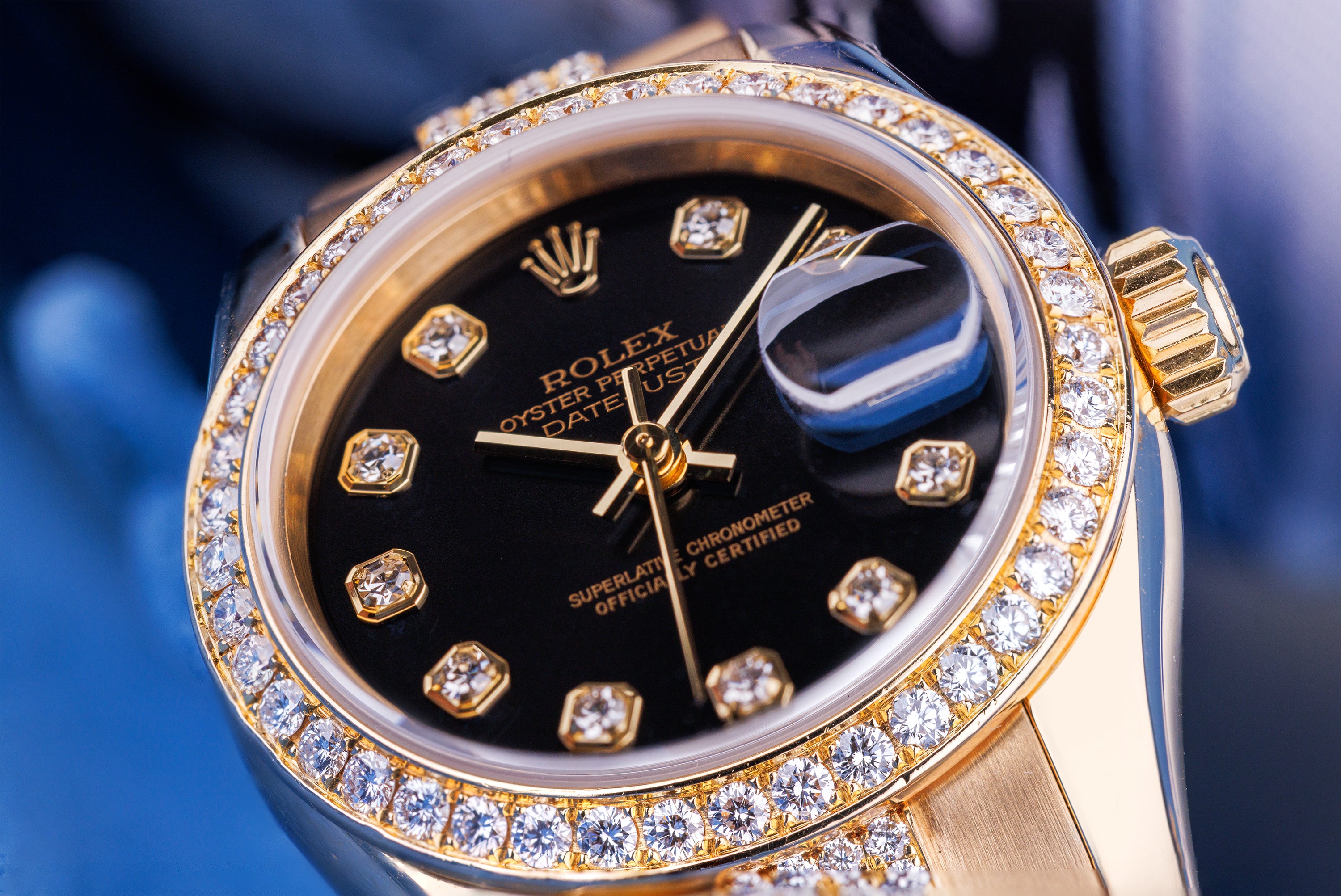 Rolex Lady DateJust 26mm | REF. 179138 | Black Diamond Dial & Diamond Bracelet | 18k Yellow Gold | Box & Papers | 2004