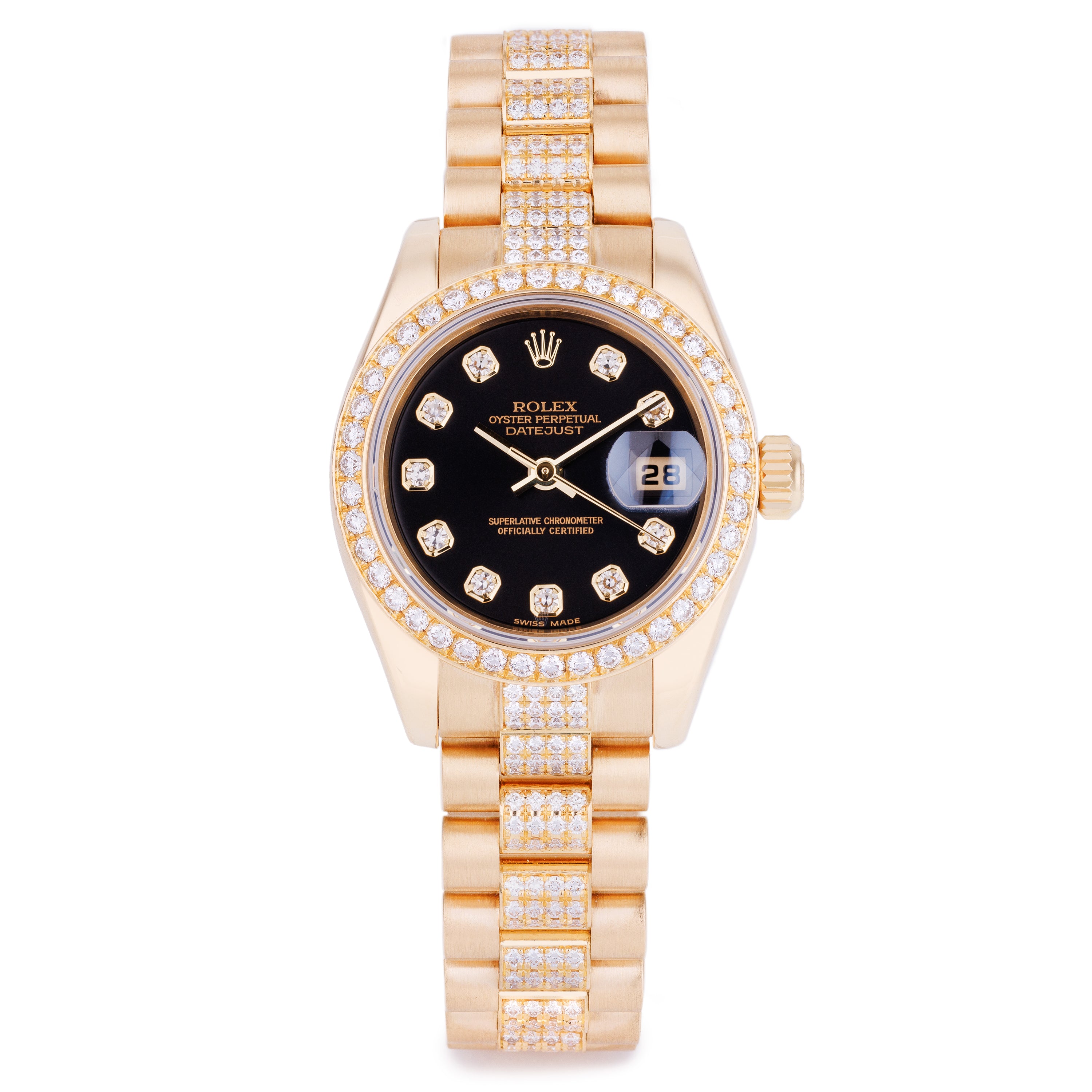 Rolex Lady DateJust 26mm | REF. 179138 | Black Diamond Dial & Diamond Bracelet | 18k Yellow Gold | Box & Papers | 2004