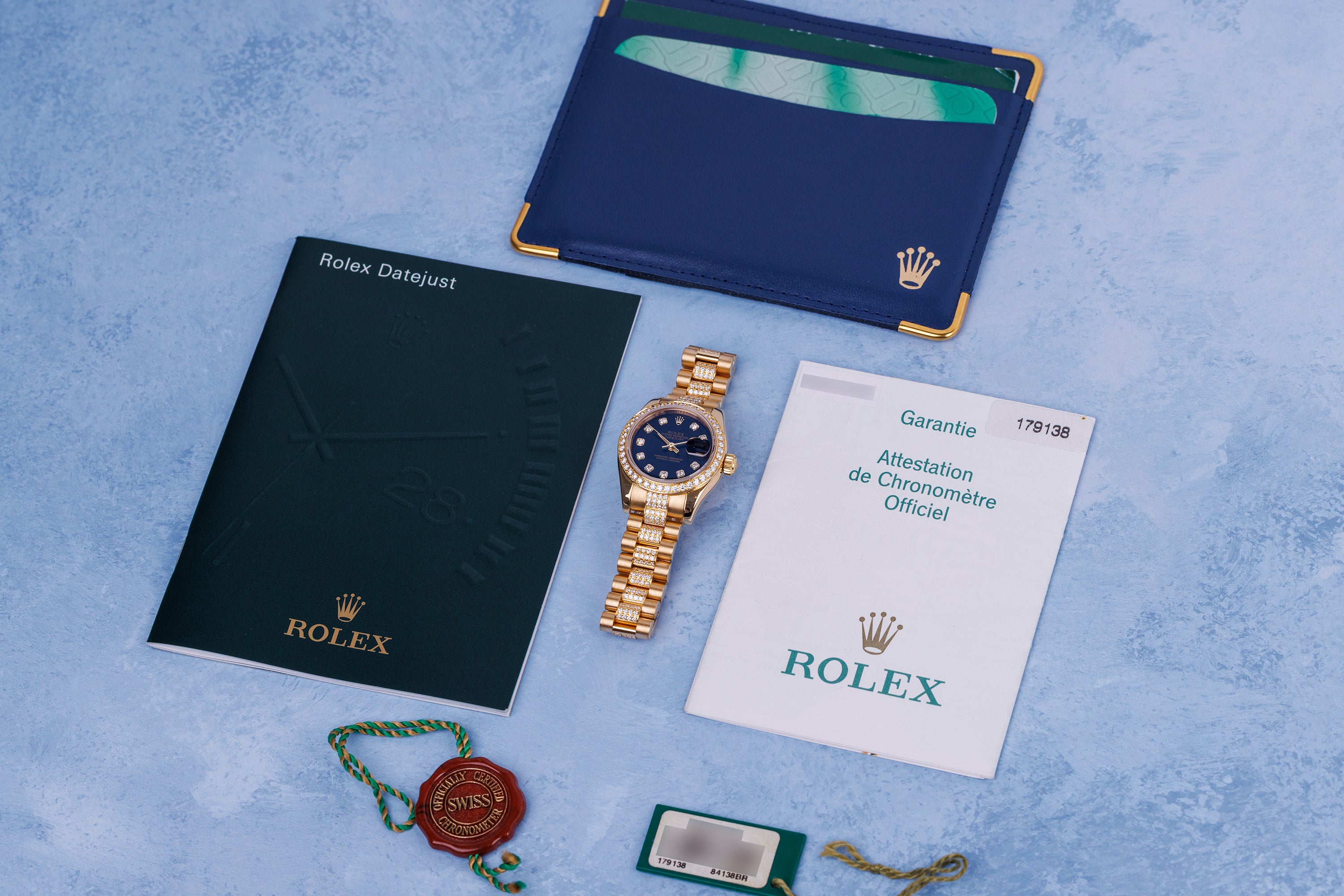 Rolex Lady DateJust 26mm | REF. 179138 | Black Diamond Dial & Diamond Bracelet | 18k Yellow Gold | Box & Papers | 2004