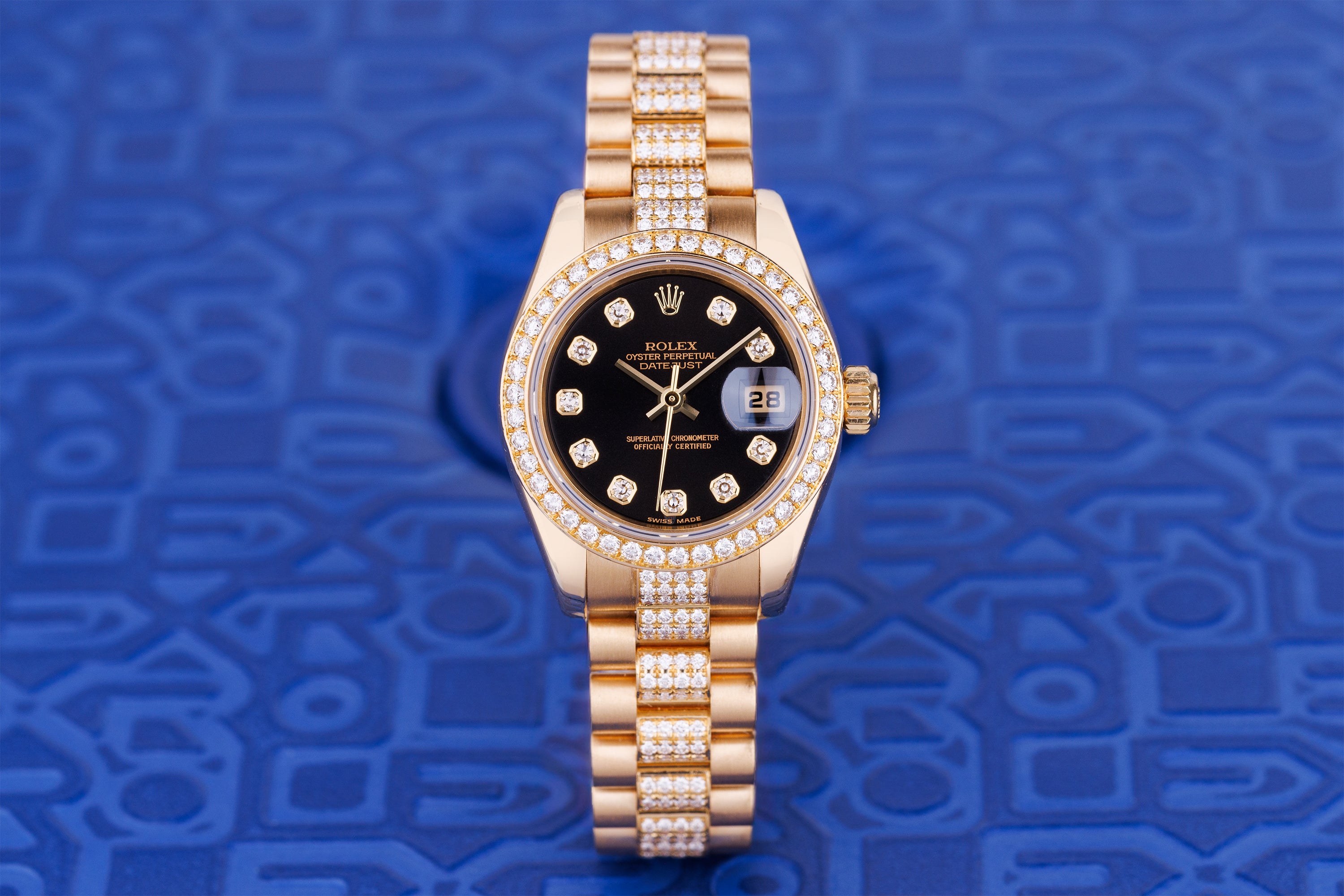 Rolex Lady DateJust 26mm | REF. 179138 | Black Diamond Dial & Diamond Bracelet | 18k Yellow Gold | Box & Papers | 2004