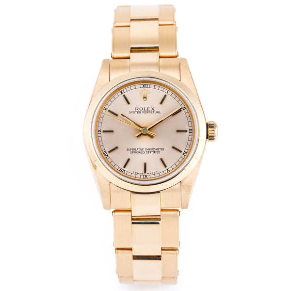 Rolex Oyster Perpetual 31 | REF. 67488 | Champagne Dial | 18k Yellow Gold | 1990