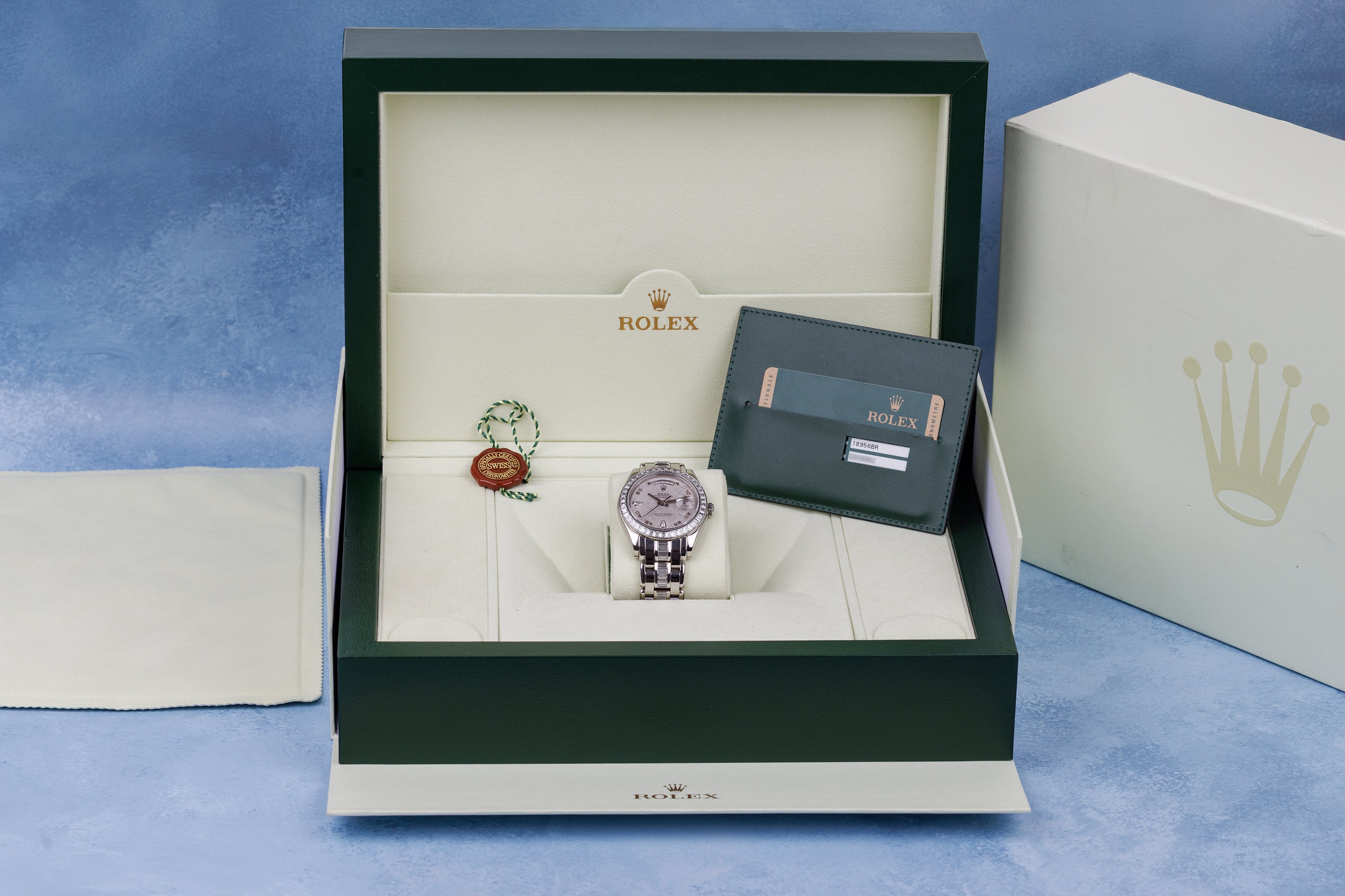Rolex Day-Date Masterpiece 39mm | REF. 18956BR | Platinum | Meteorite Dial | Baguette-Cut Diamond Bezel & Bracelet | Box & Papers | 2007