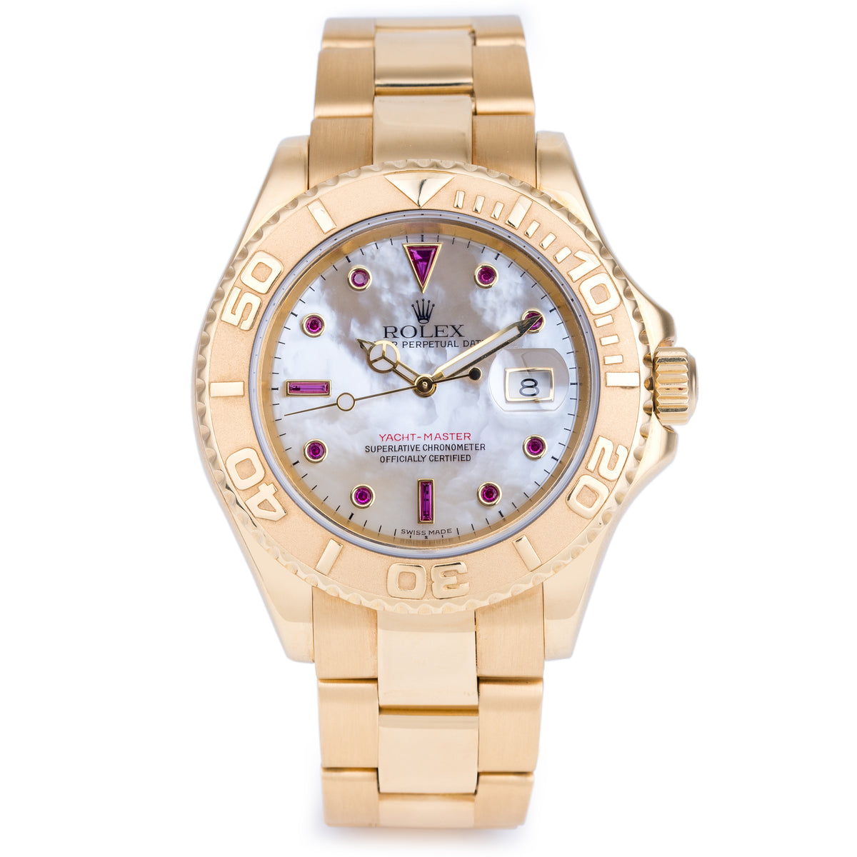 Rolex Rudy Rolex Yacht-Master | REF. 16628 | Mother of Pearl & Ruby Dial | 18k Ye