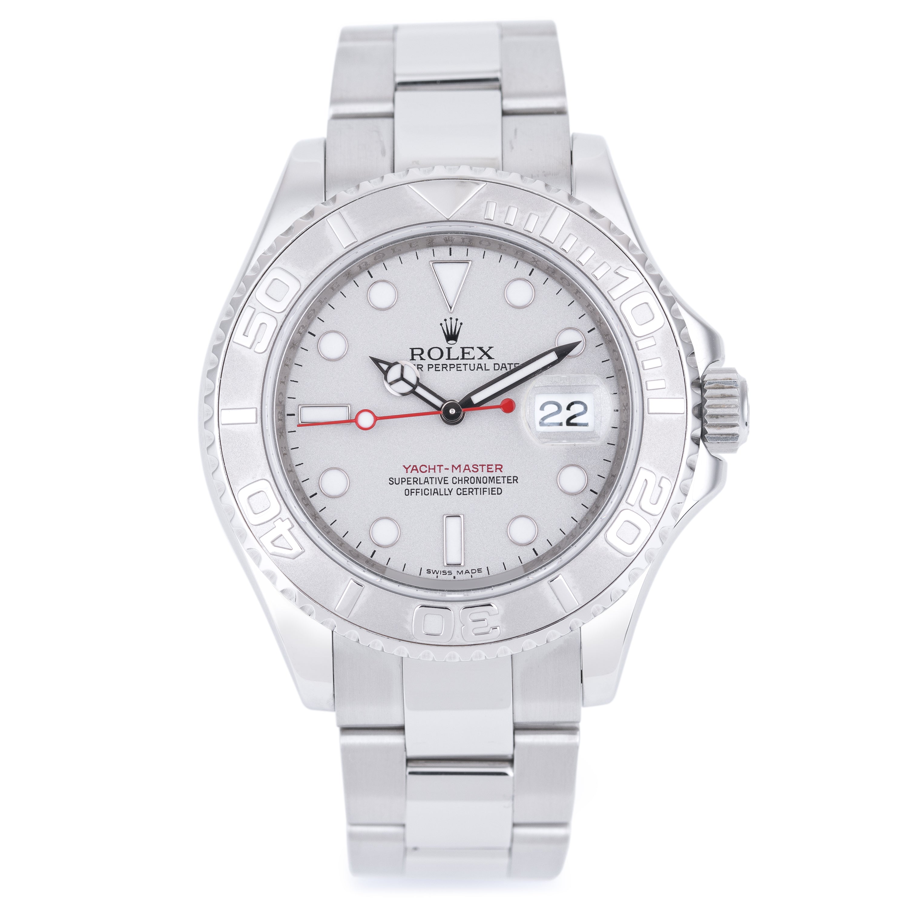 Rolex Yacht-Master 40 | REF. 16622 | Stainless Steel & Platinum | Platinum Dial | Box & Papers